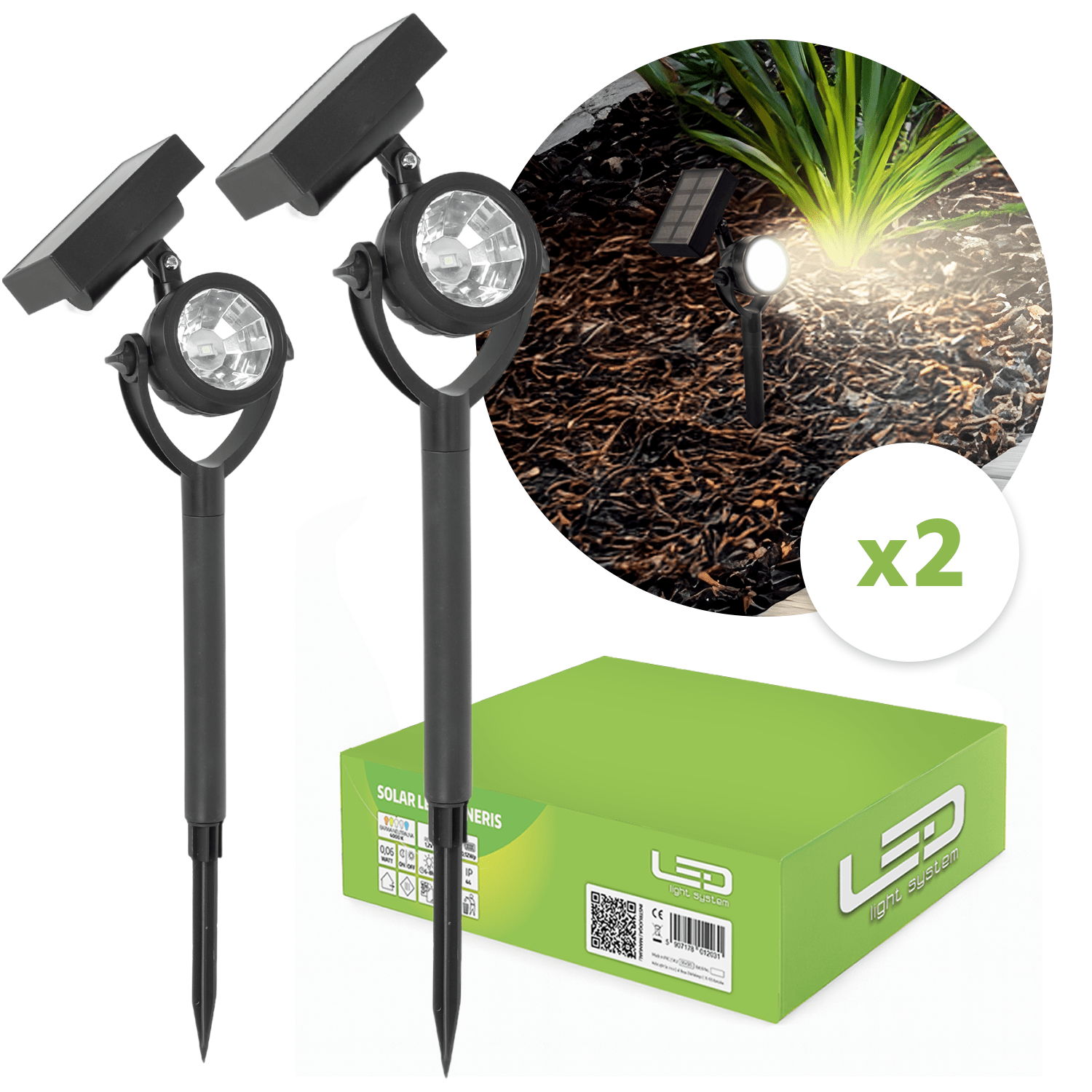 Lampy Solarne Ogrodowe LED Wbijane – Oświetlenie Ścieżek - 2szt - LAITICA