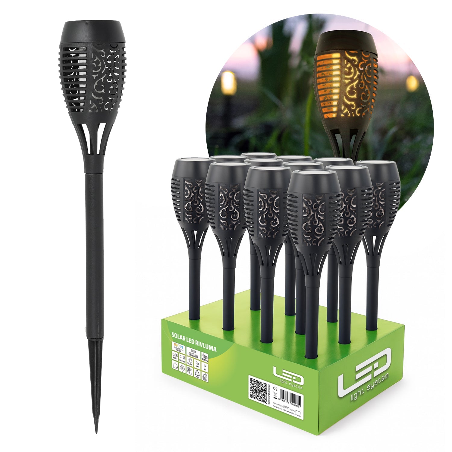 Lampy Solarne Ogrodowe LED z Efektem Płomienia – Lampki Solarne - Zestaw 12szt - LAITICA