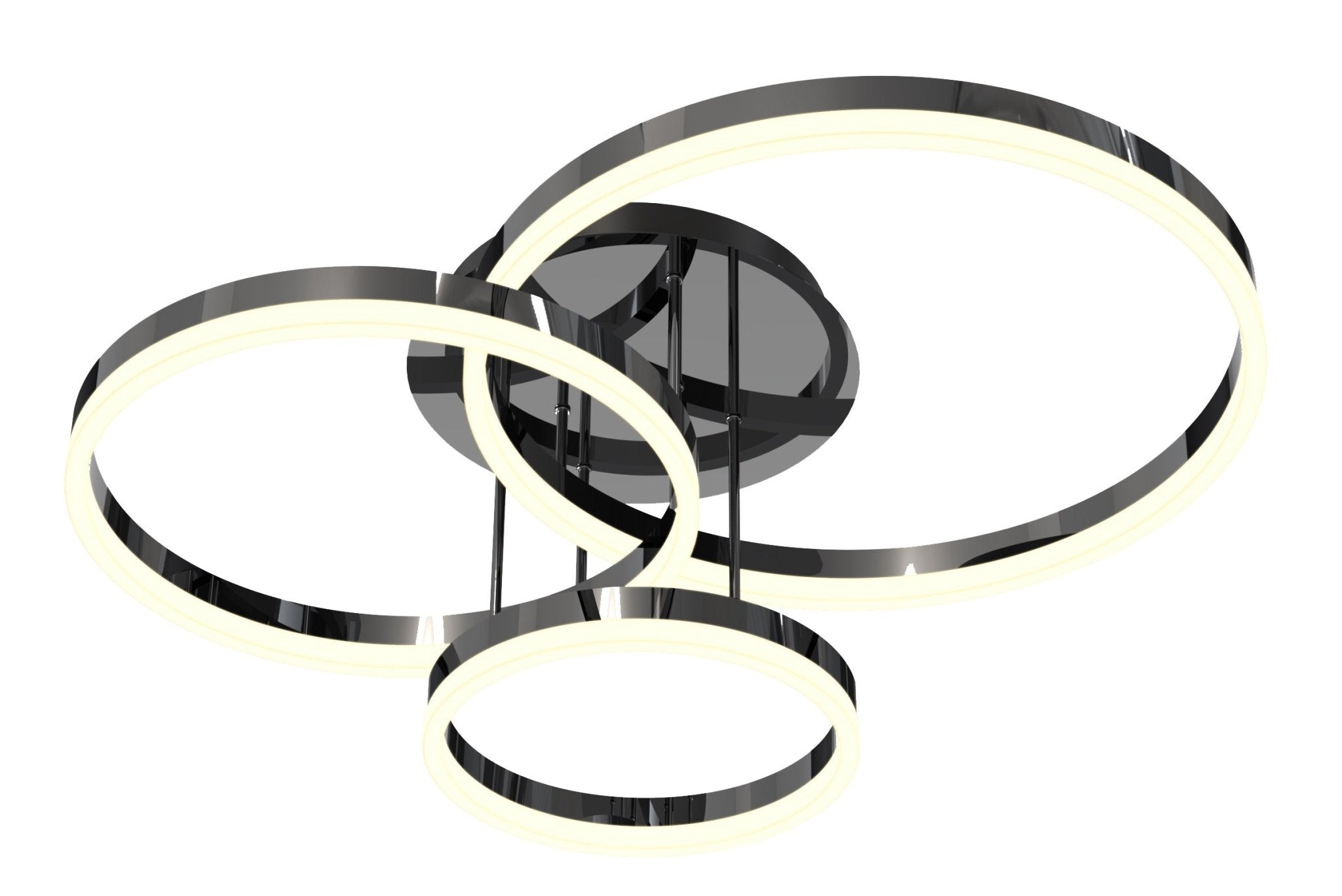 Ledowa lampa sufitowa MALTA czarne okręgi BARWA CIEPŁA nowoczesna stylowa - LAITICA