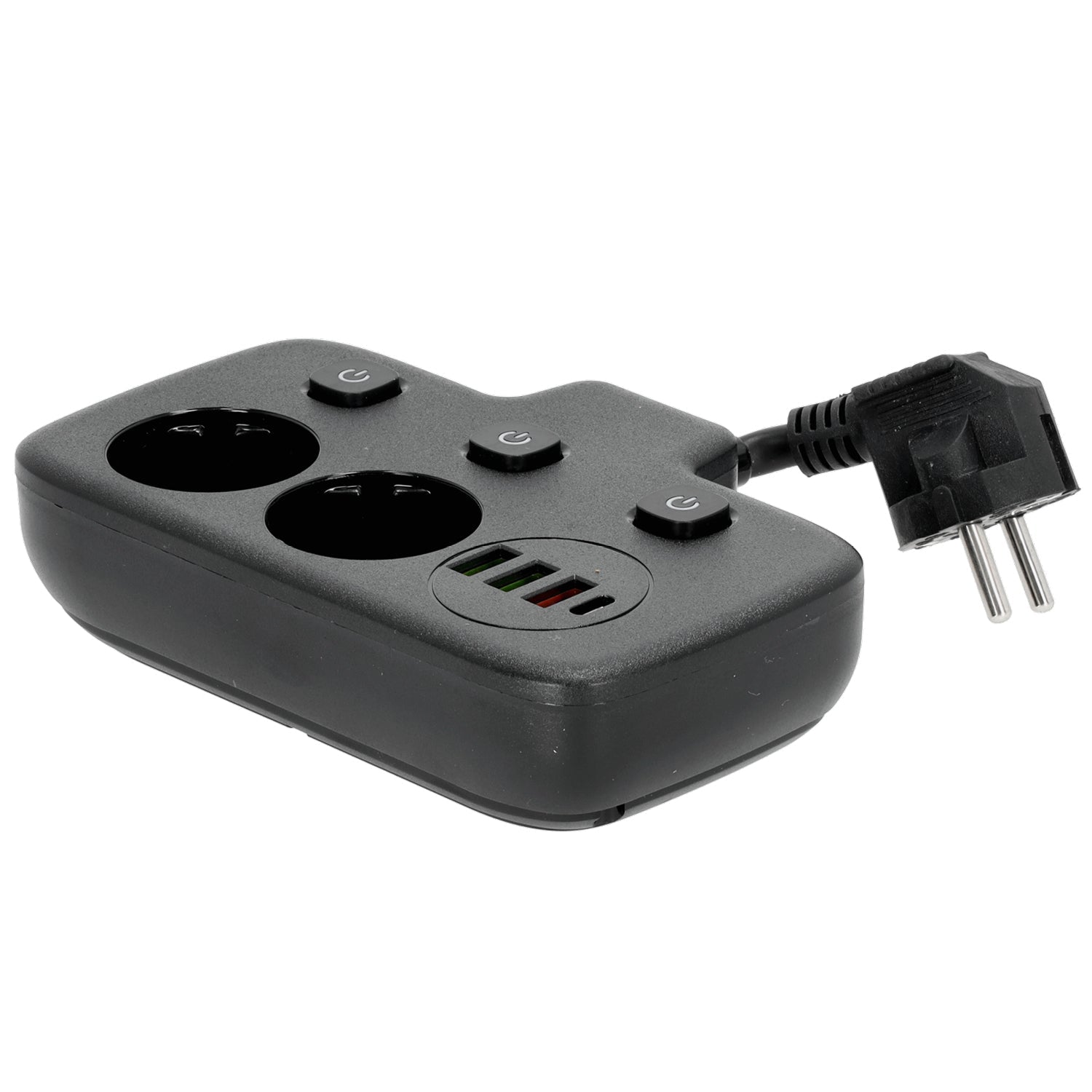 Listwa Zasilająca Wielofunkcyjna Rozdzielacz 2gn + 4x USB Czarny Ładowarka - LAITICA