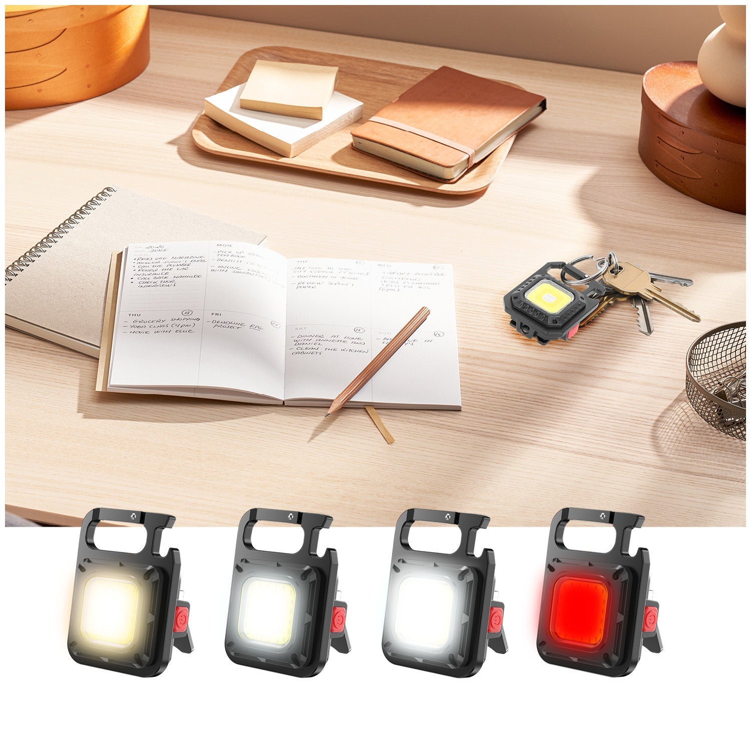 Mini latarka LED 7 Trybów wielofunkcyjna KIESZONKOWA podręczna USB - C brelok - LAITICA