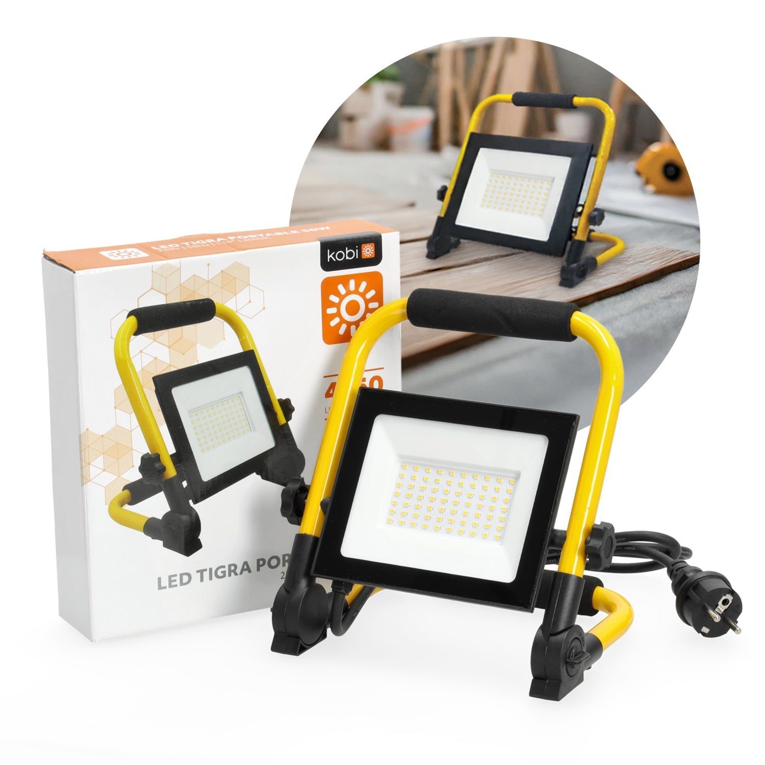 Naświetlacz LED przenośny 50W warsztatowy roboczy 4250lm IP54 4000K - LAITICA