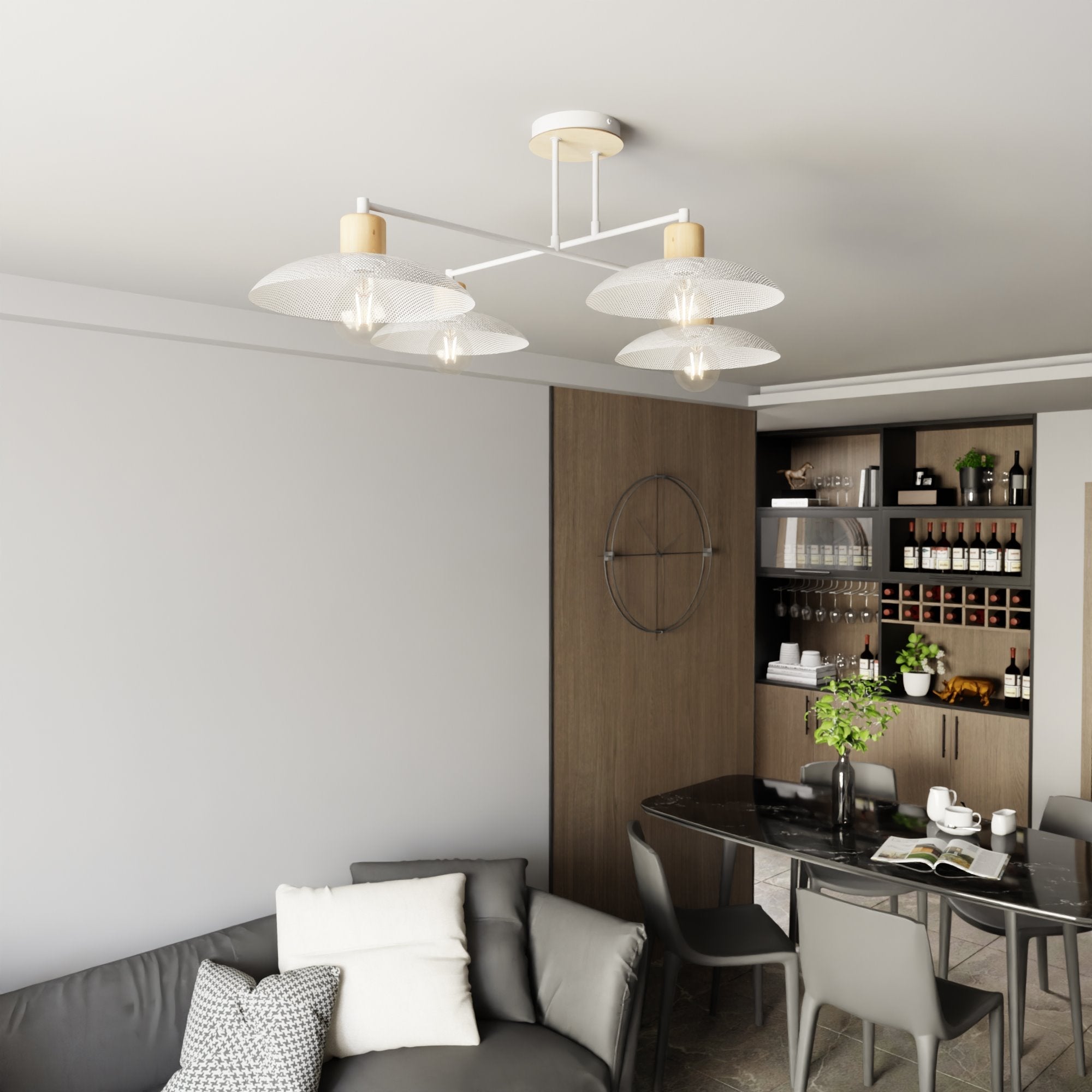 Nowoczesna lampa NELI SUFITOWA 4 punkty światła BIAŁE KLOSZE lampa wisząca - LAITICA