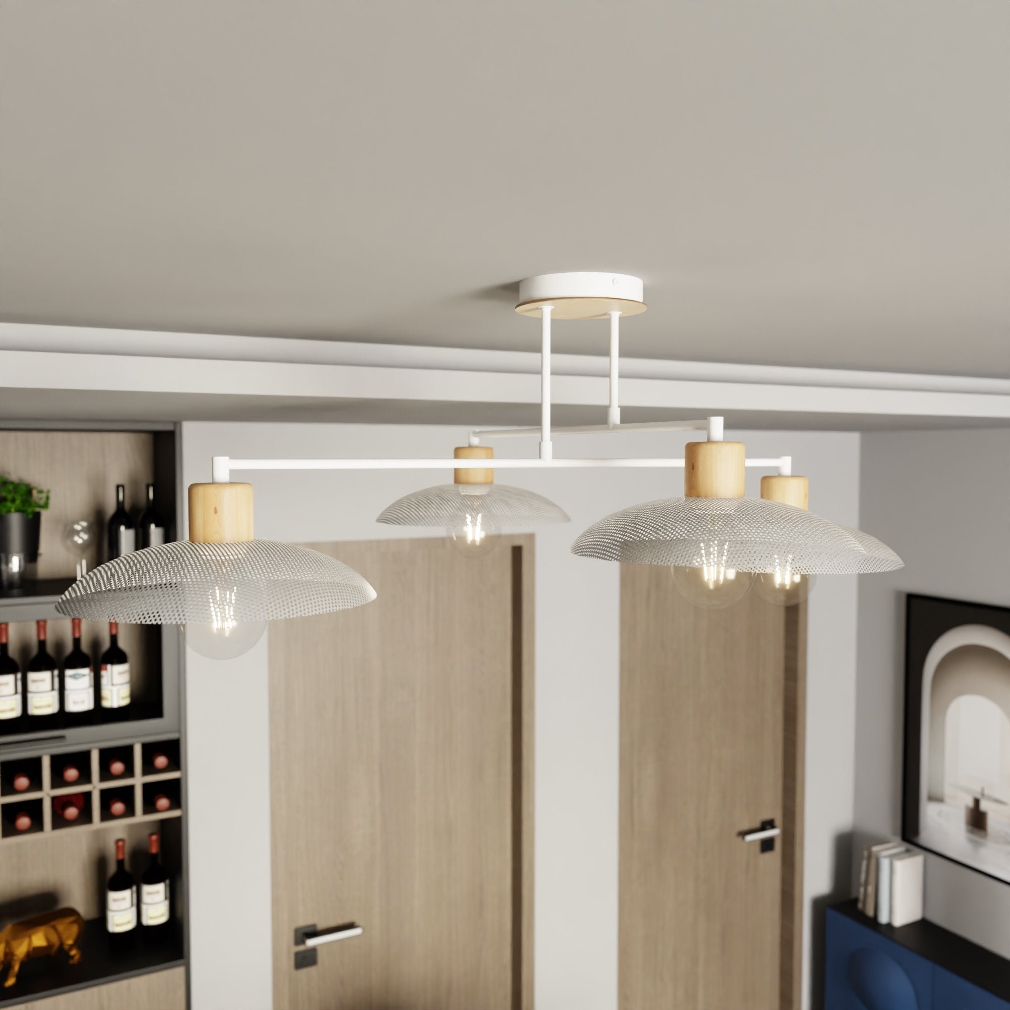 Nowoczesna lampa NELI SUFITOWA 4 punkty światła BIAŁE KLOSZE lampa wisząca - LAITICA
