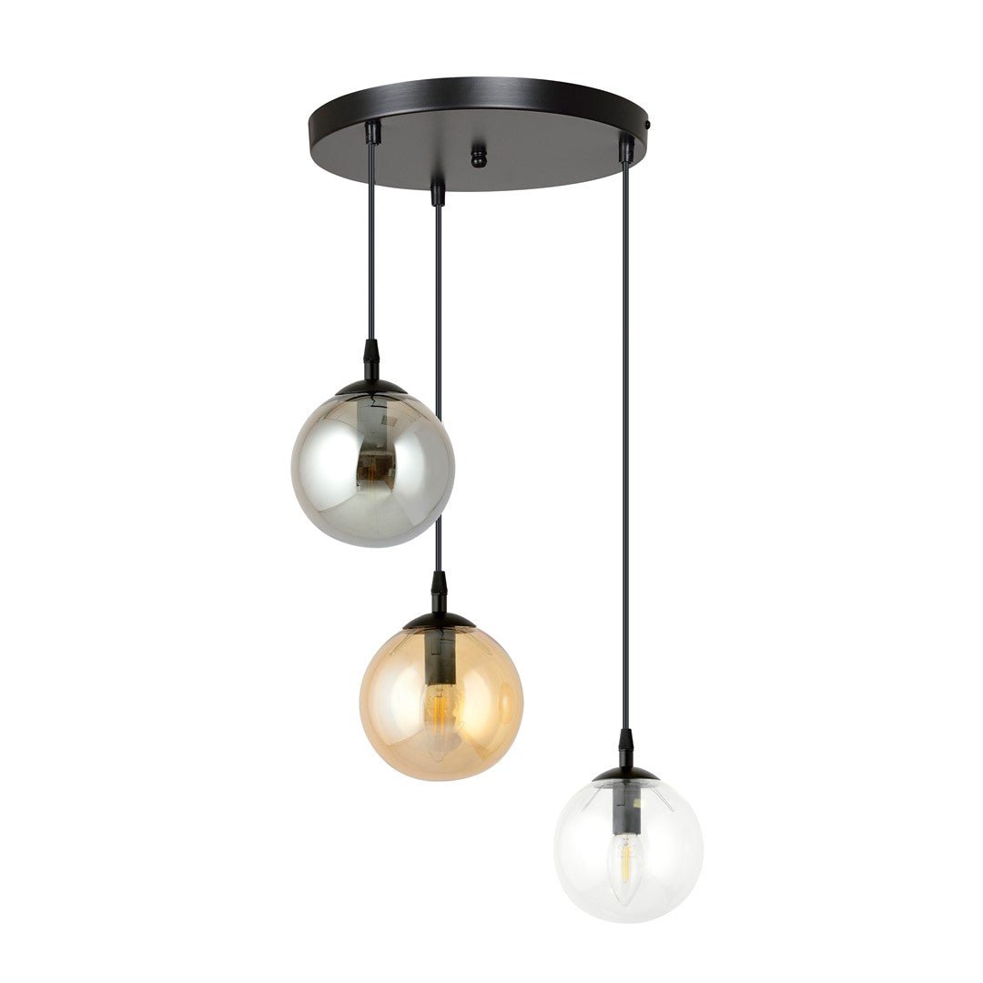 Nowoczesna lampa wisząca VEGAS czarna 3xE14 REGULOWANA klosz 3 kolory - LAITICA