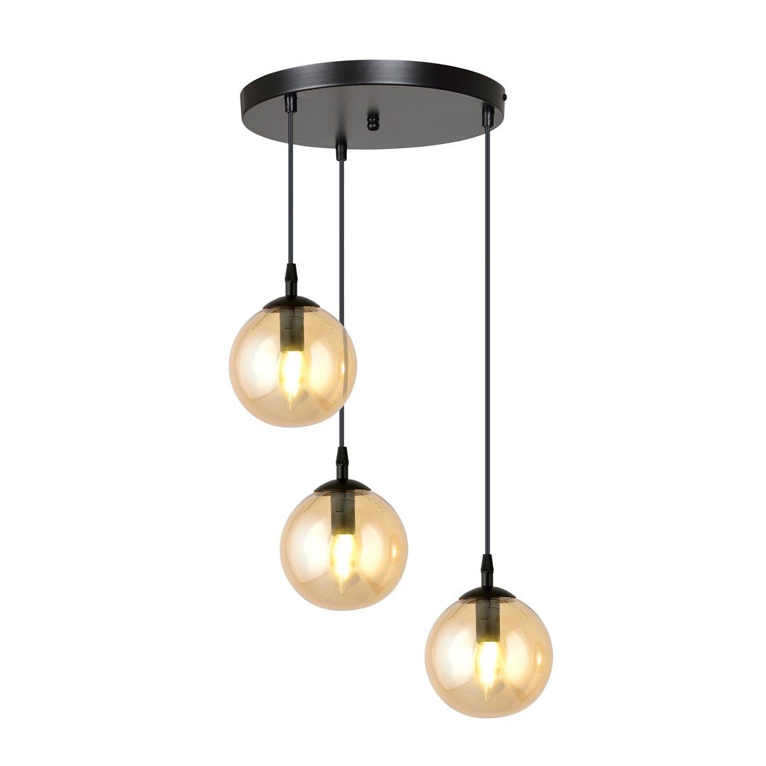 Nowoczesna lampa wisząca VEGAS czarna 3xE14 REGULOWANA klosz miodowy - LAITICA