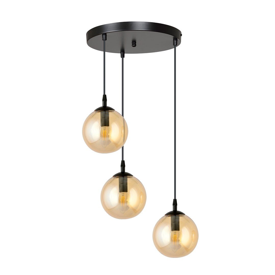 Nowoczesna lampa wisząca VEGAS czarna 3xE14 REGULOWANA klosz miodowy - LAITICA