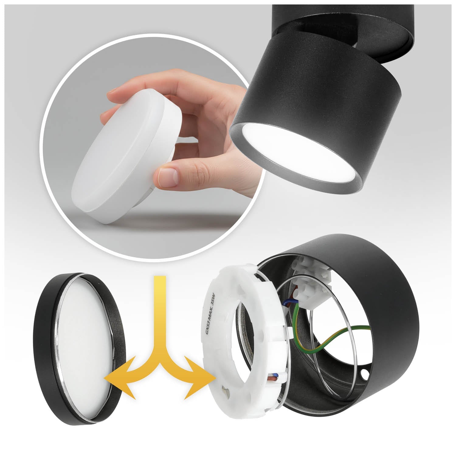 Oprawa Halogenowa Natynkowa Tuba ruchoma Gx53 LED Spot Kinkiet Sufitowa - LAITICA