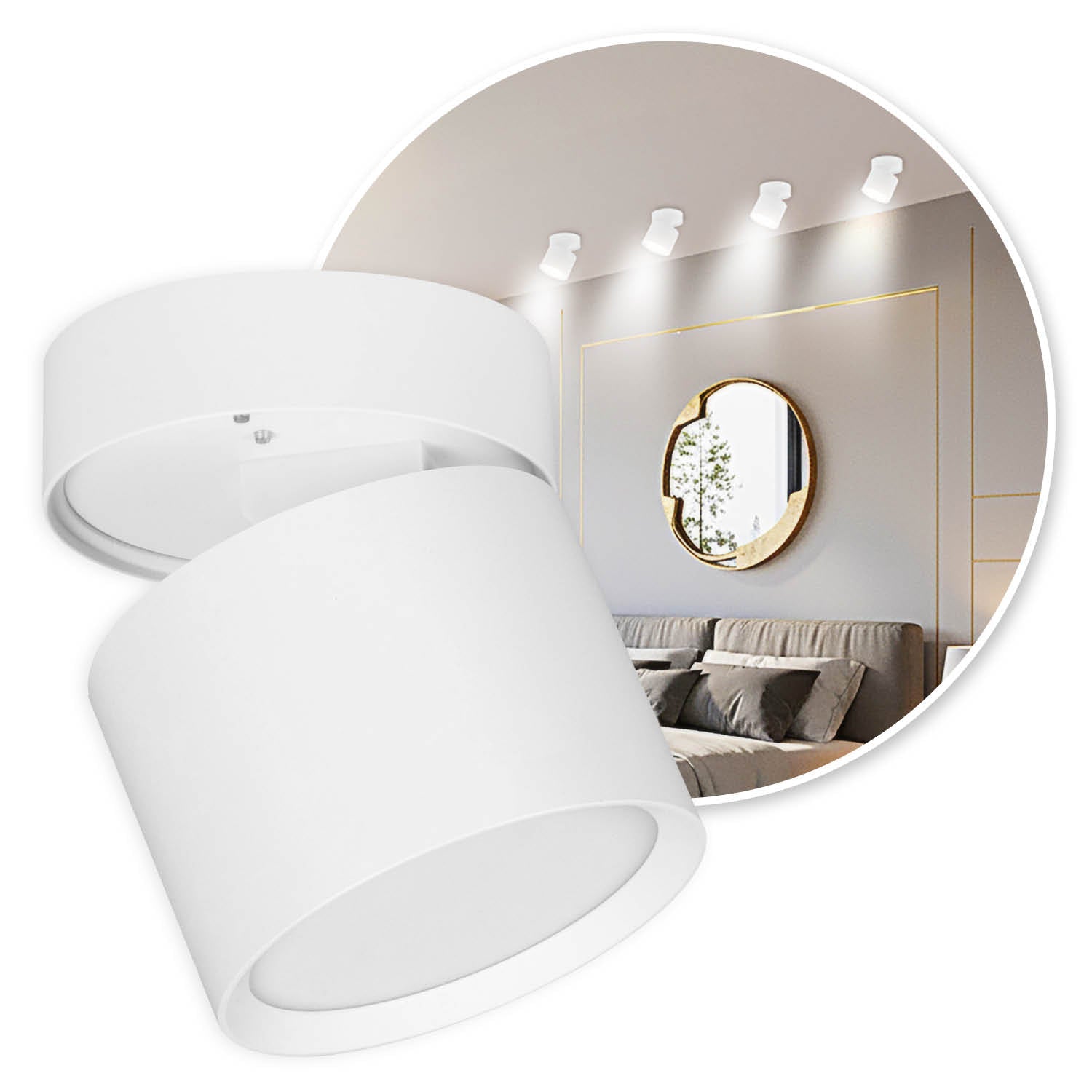 Oprawa Halogenowa Natynkowa Tuba ruchoma Gx53 LED Spot Kinkiet Sufitowa biała - LAITICA