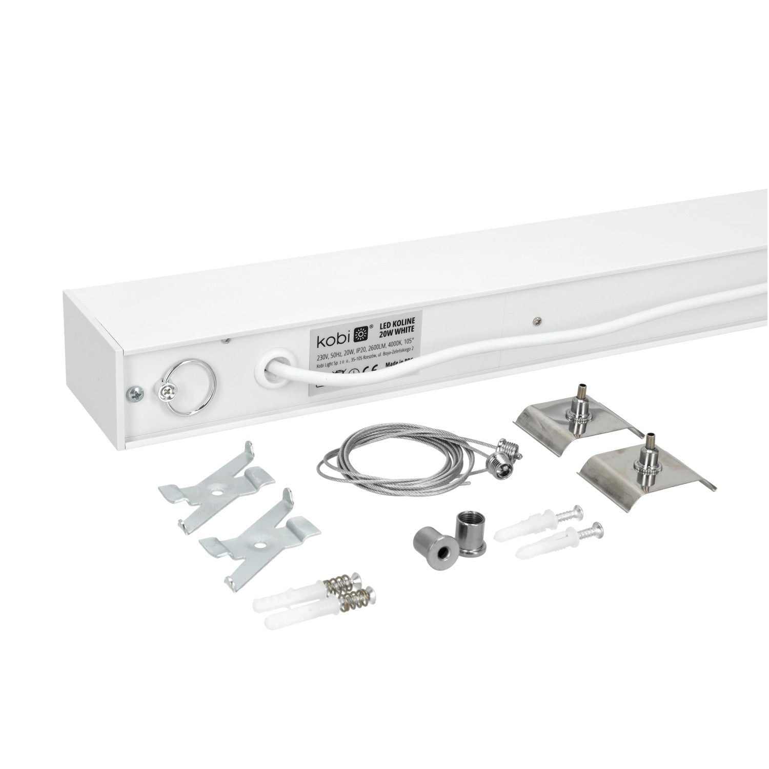 Oprawa JUVE wbudowane diody LED barwa neutralna 20W 120 cm BIAŁA 2600lm - LAITICA