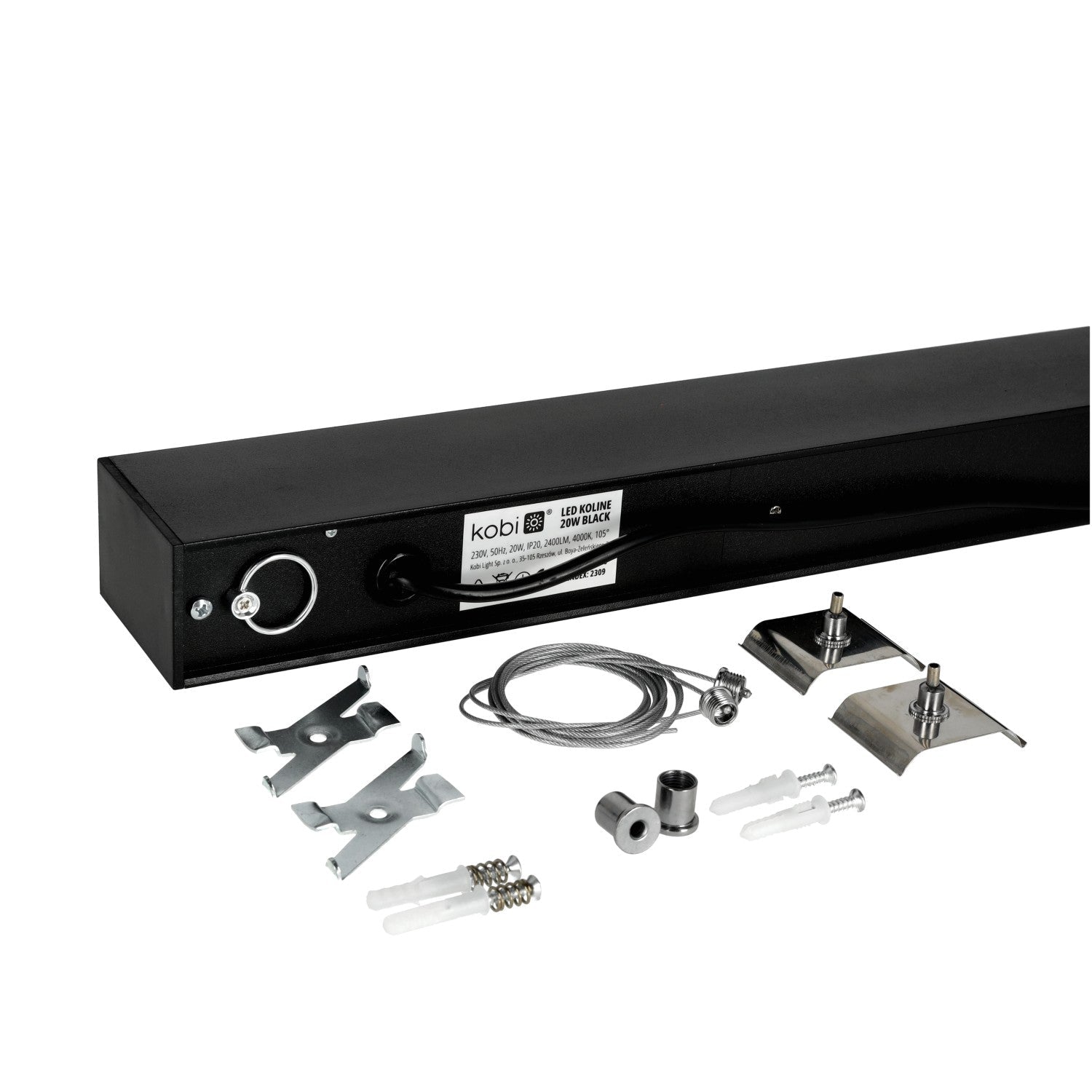 Oprawa JUVE wbudowane diody LED barwa neutralna 20W 120 cm CZARNA 2400lm - LAITICA