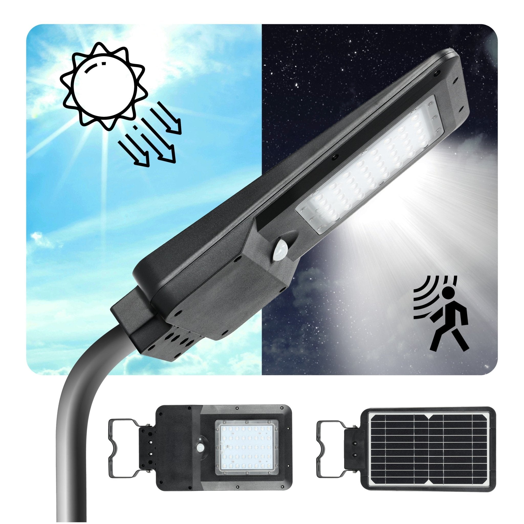 Oprawa Solarna Uliczna LED 15W Czujnik Ruchu Naświetlacz Barwa Neutralna - LAITICA
