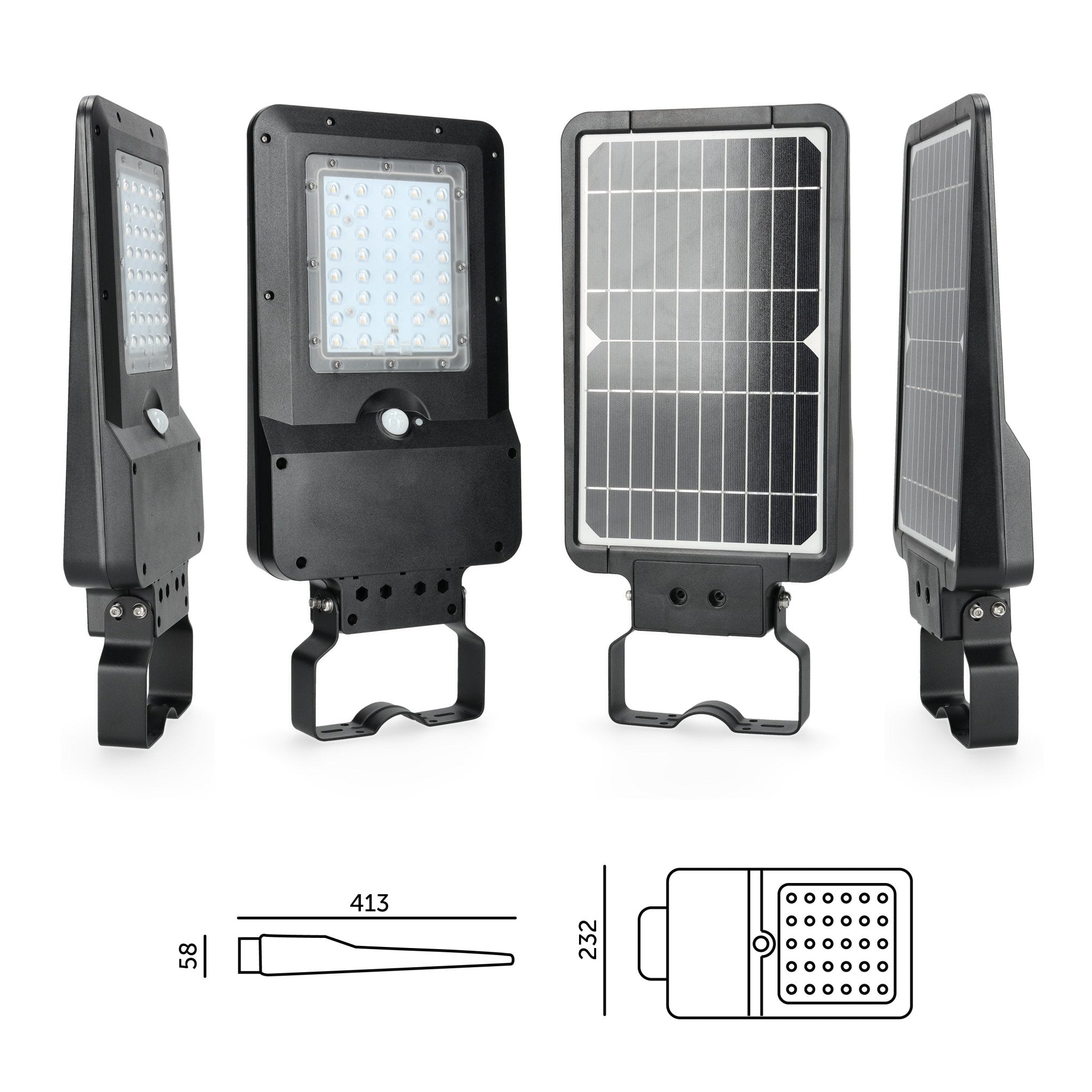 Oprawa Solarna Uliczna LED 15W Czujnik Ruchu Naświetlacz Barwa Neutralna - LAITICA