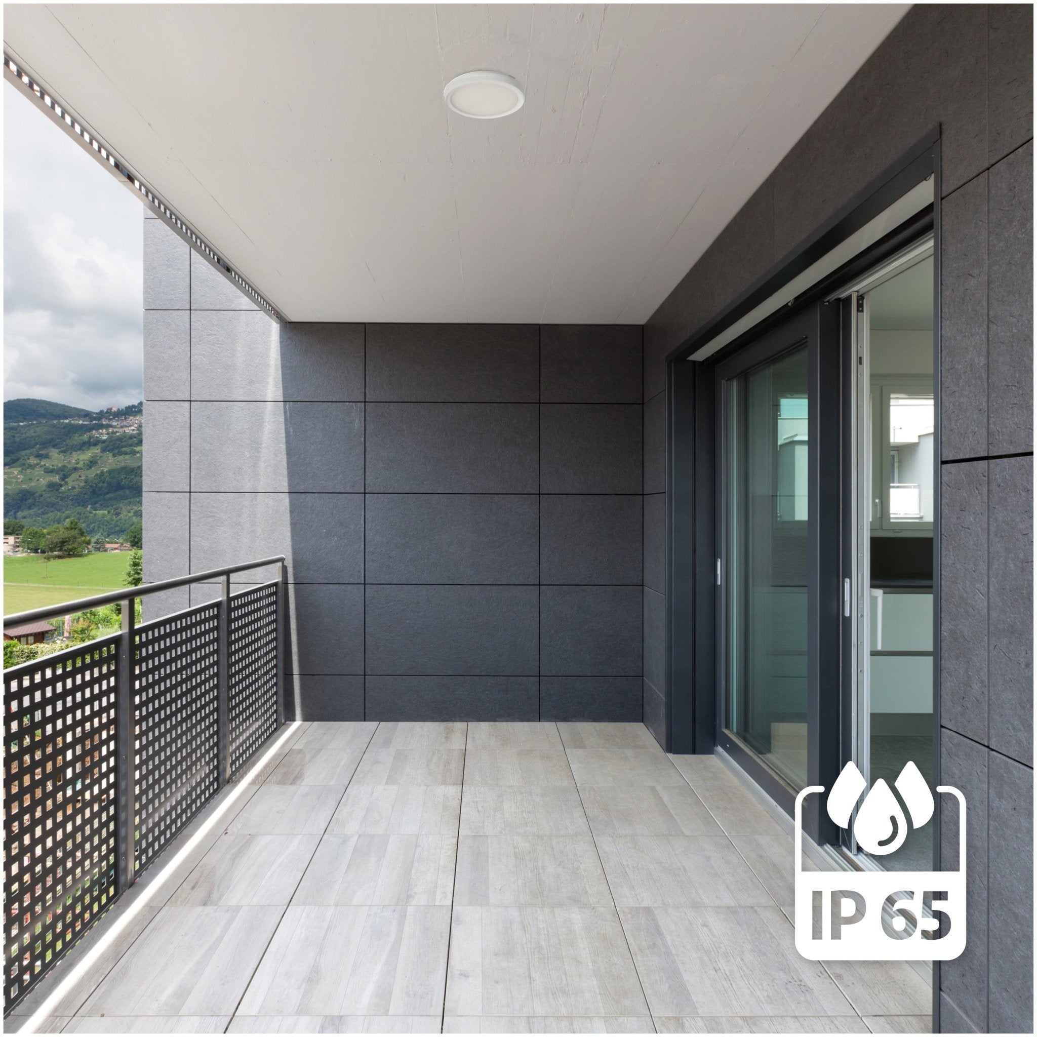 Oprawa Sufitowa 18W Plafon Czujnik Ruchu CCT Regulacja IP65 Biały + pilot - LAITICA