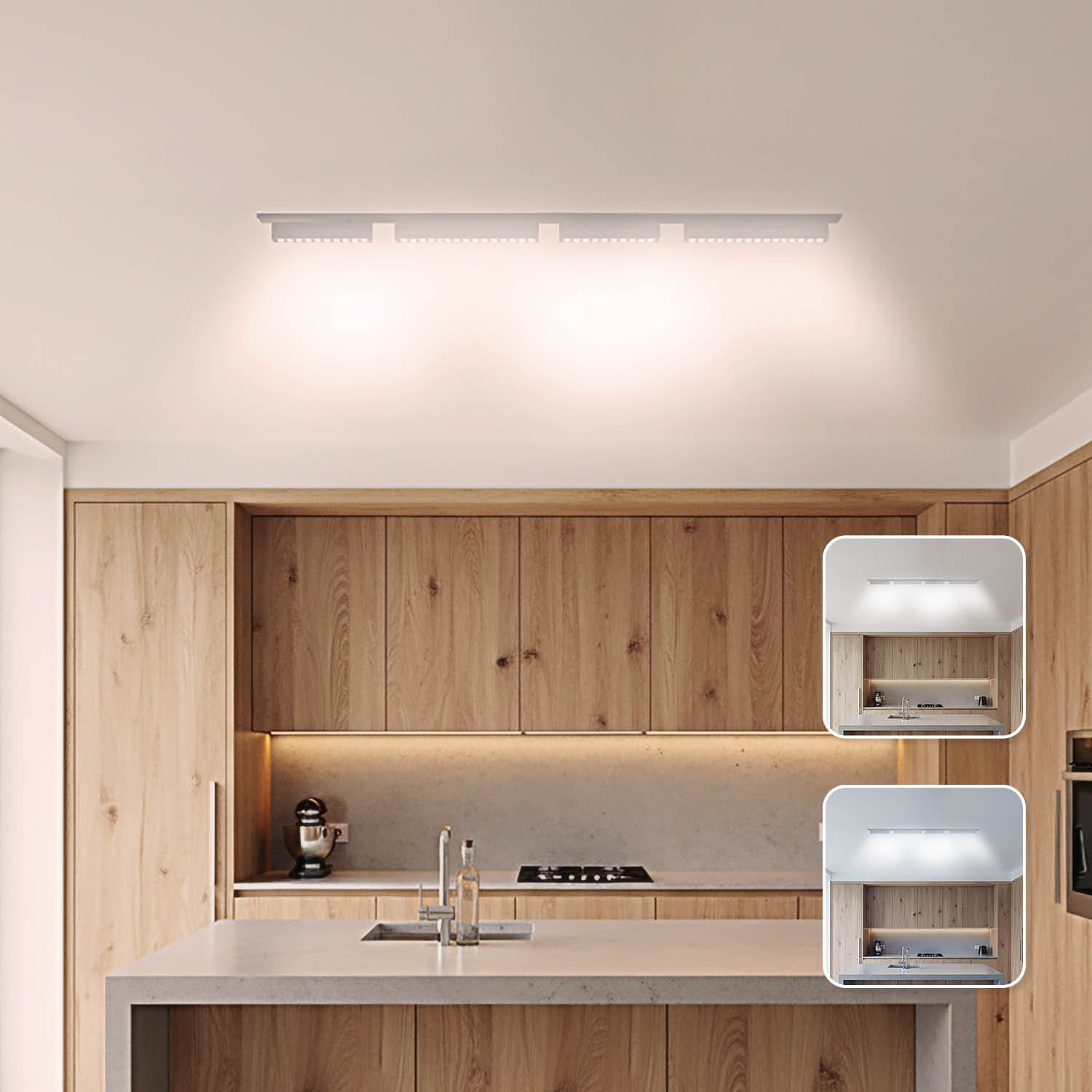 Oświetlenie szynowe magnetyczne 2x1m + 4 lampy LED 10W/15W 3CCT białe - LAITICA