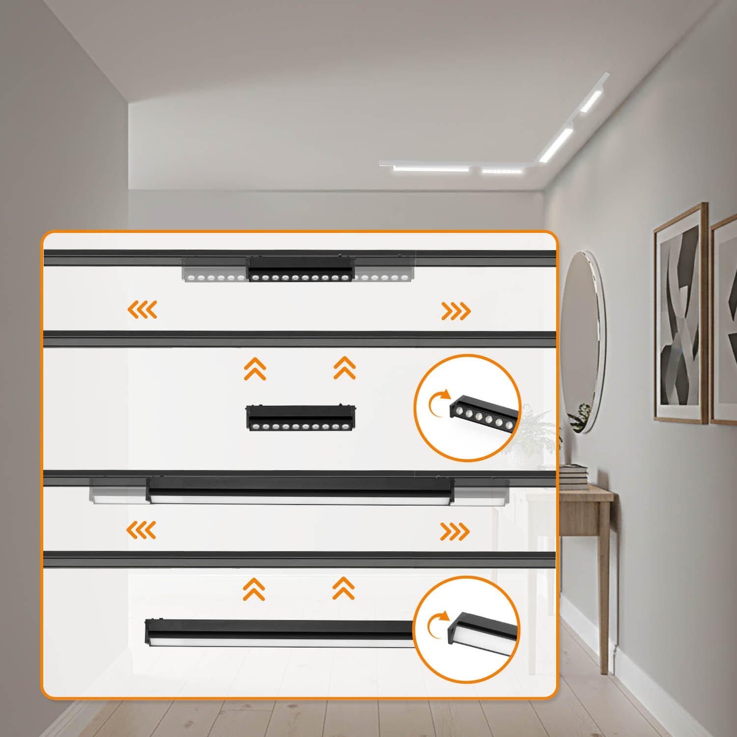 Oświetlenie szynowe magnetyczne LED 2m + lampy 10W i 20W 3CCT - LAITICA