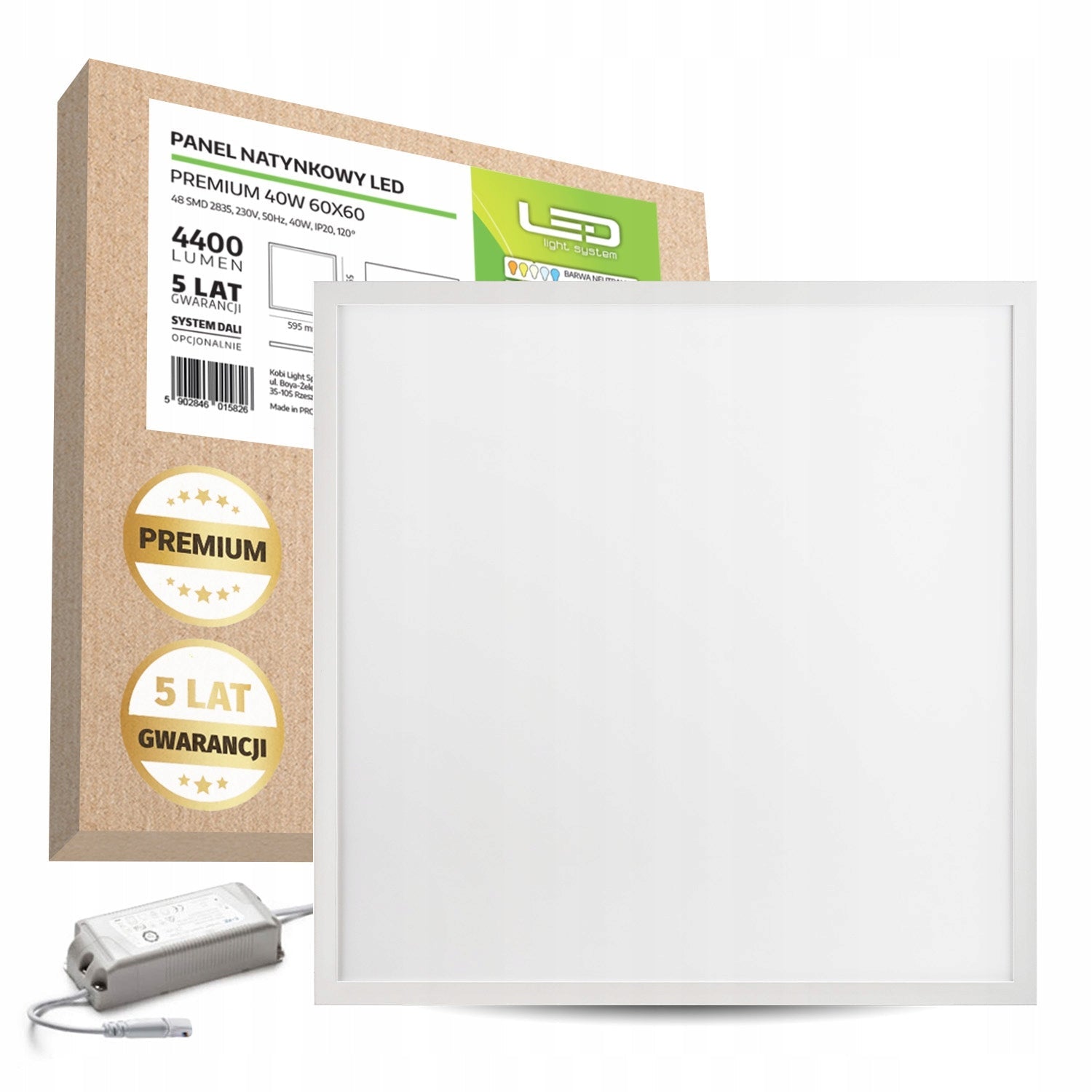 Panel LED 40W Kaseton Armstrong 60x60 Neutralny PREMIUM - LAITICA