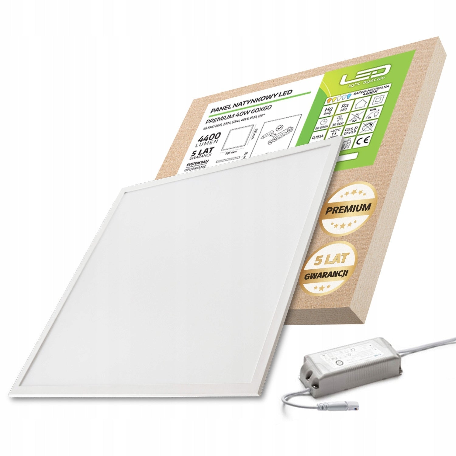 Panel LED 40W Kaseton Armstrong 60x60 Neutralny PREMIUM - LAITICA