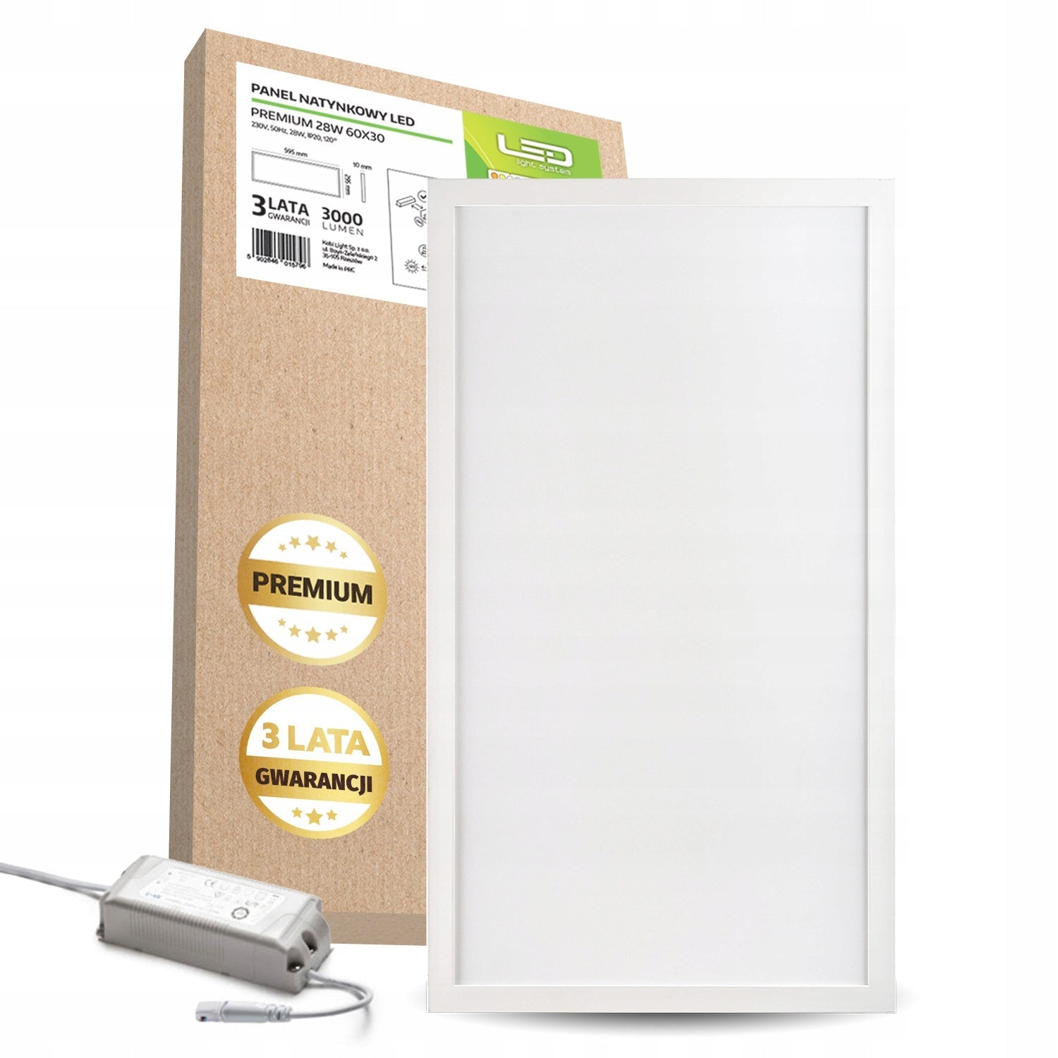 Panel SUFITOWY LED 28W 30x60 podtynkowy neutralny lampa sufitowa - LAITICA