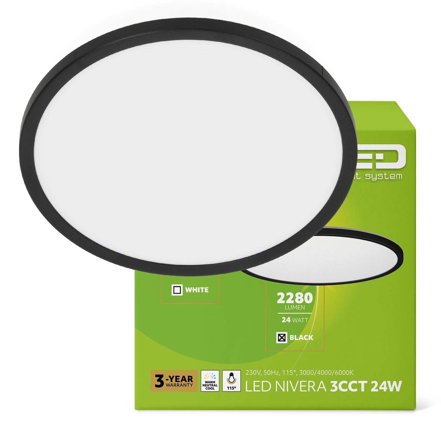 Plafon LED 24W IP54 lampa sufitowa 3 barwy światła 3000K/4000K/6000K - LAITICA