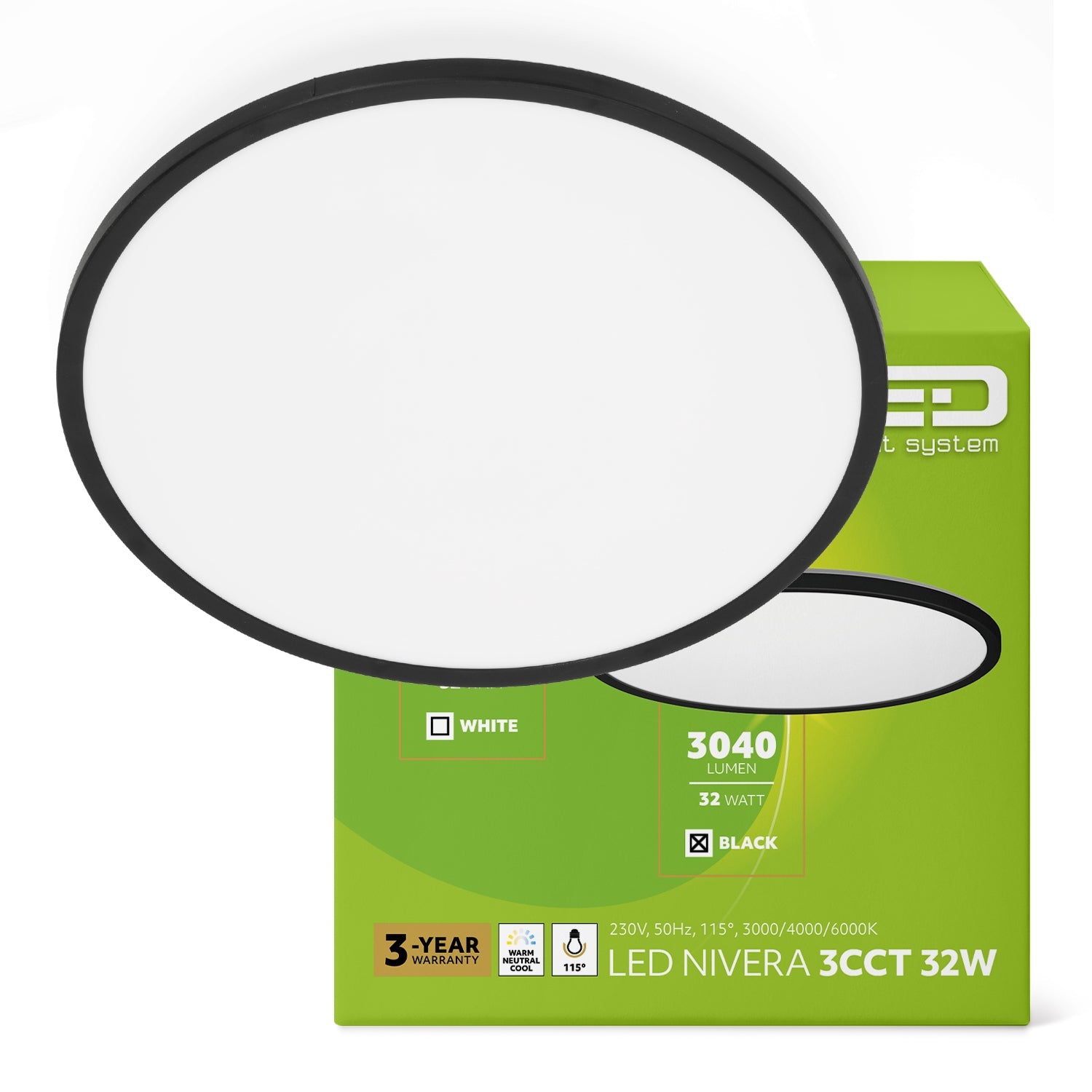 Plafon LED 32W IP54 lampa sufitowa 3 barwy światła 3000K/4000K/6000K - LAITICA