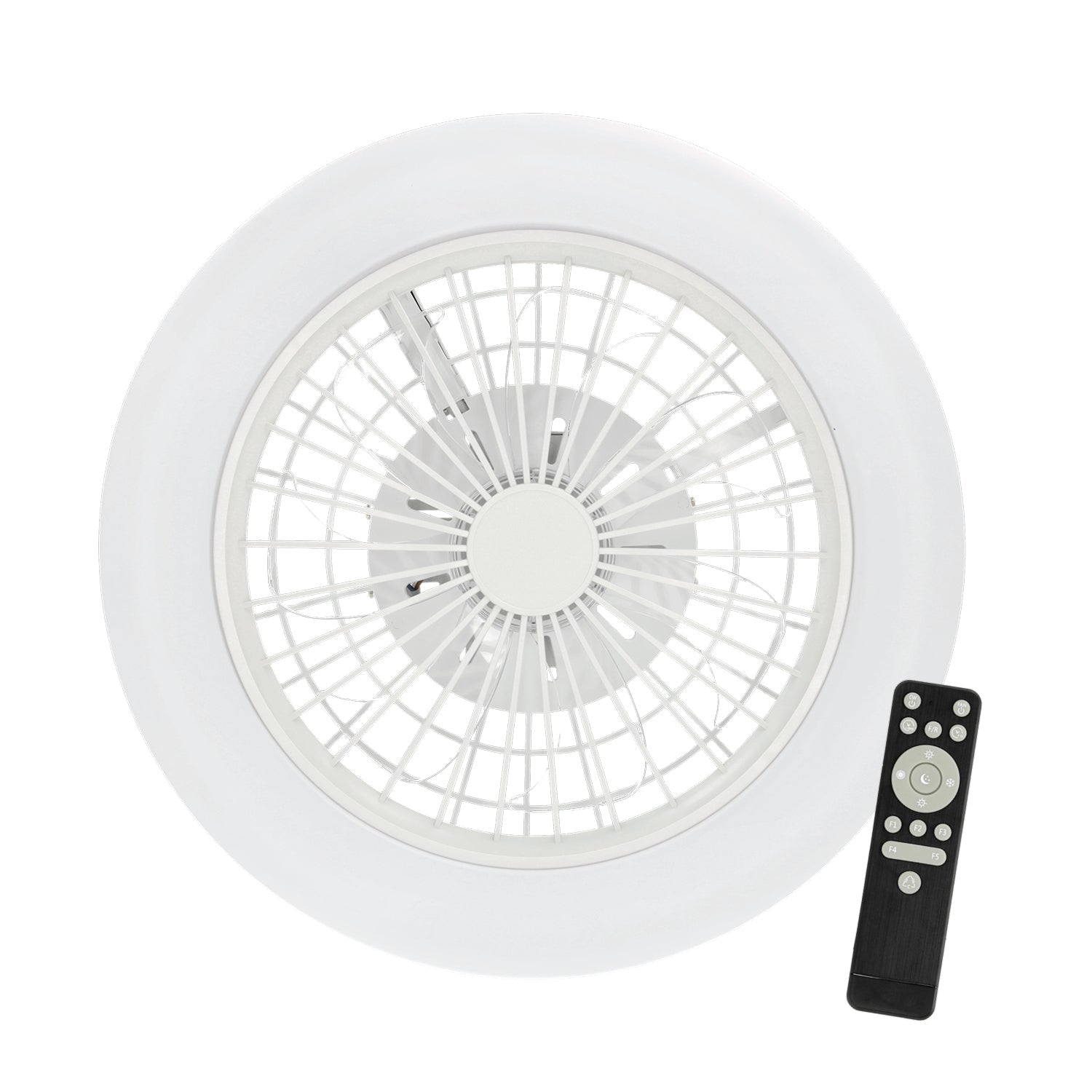 Plafon LED z wentylatorem i pilotem 24W + 15W – zmienna barwa światła 3CCT, tryb lato/zima - biały - LAITICA