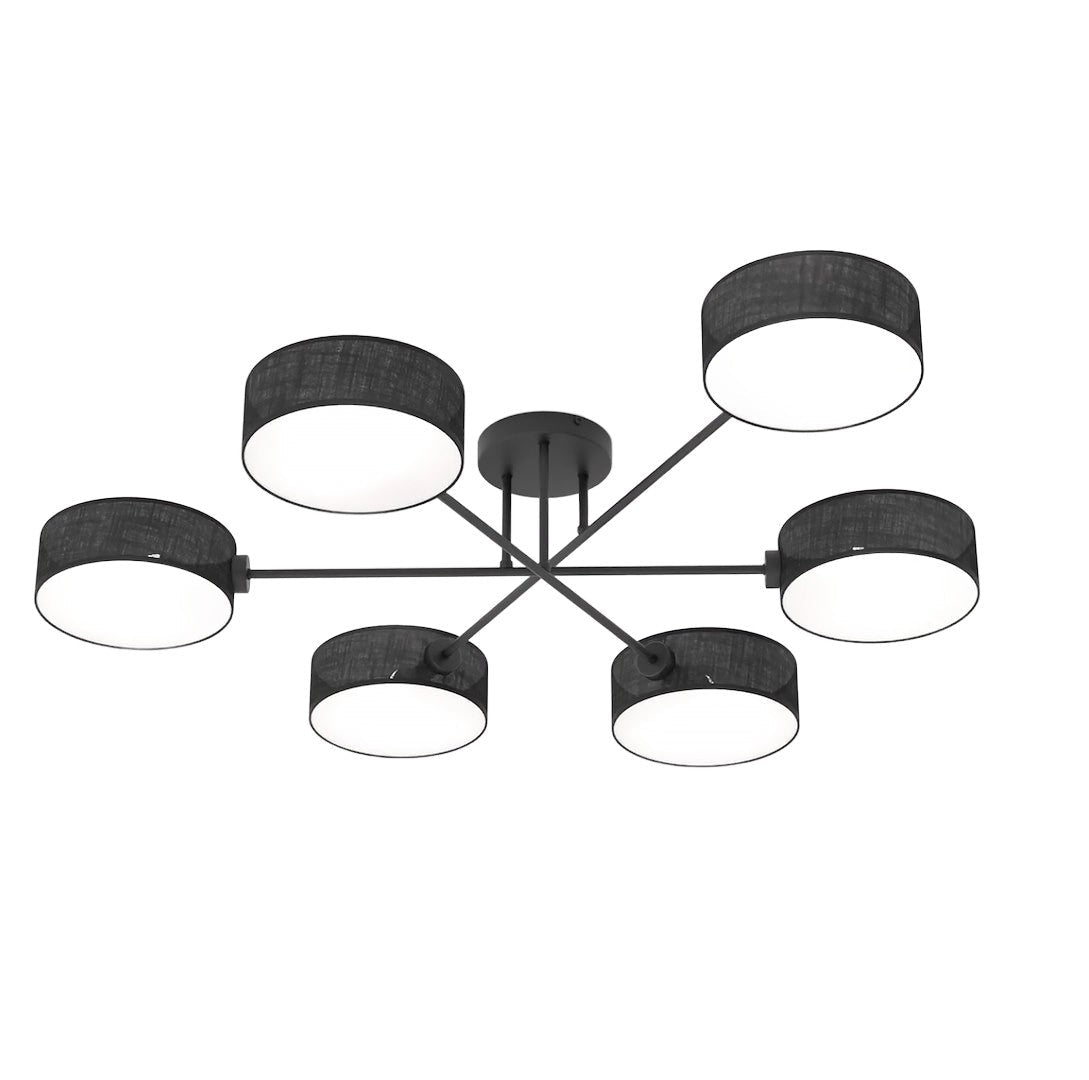 Plafon Sufitowy Sputnik Japandi Czarny 6 - Punktowy – Loft - LAITICA