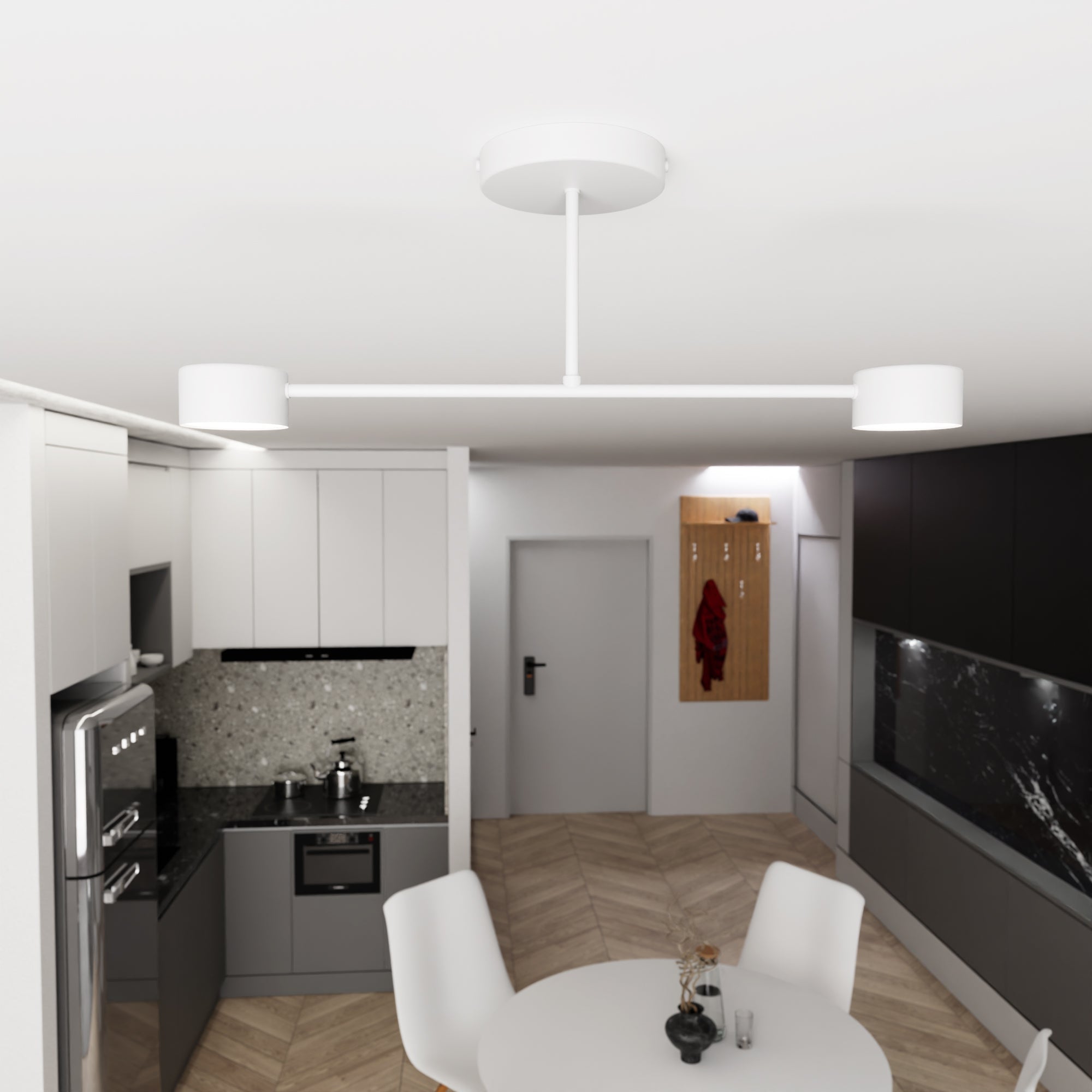 Podwójna lampa Sufitowa INEZ BIAŁA nowoczesna plafon 60cm Uniwersalna - LAITICA