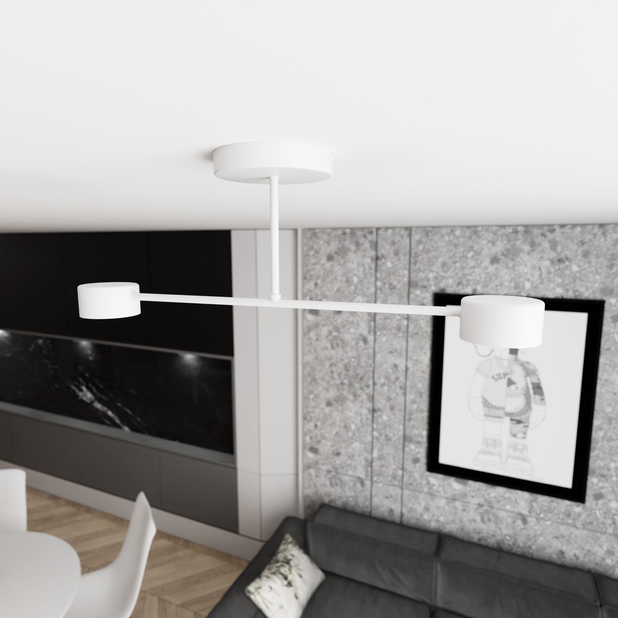 Podwójna lampa Sufitowa INEZ BIAŁA nowoczesna plafon 60cm Uniwersalna - LAITICA