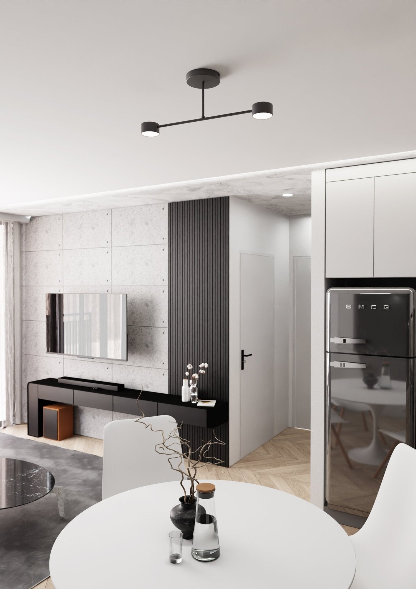 Podwójna lampa Sufitowa INEZ CZARNA nowoczesna plafon 60cm Uniwersalna - LAITICA