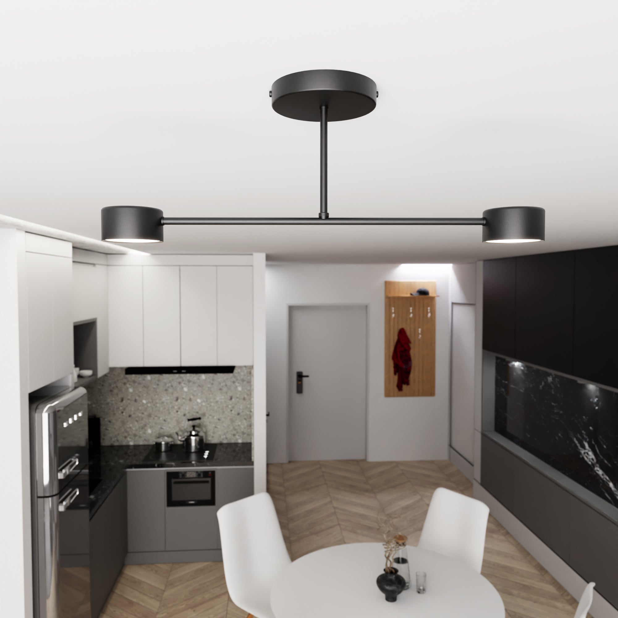 Podwójna lampa Sufitowa INEZ CZARNA nowoczesna plafon 60cm Uniwersalna - LAITICA