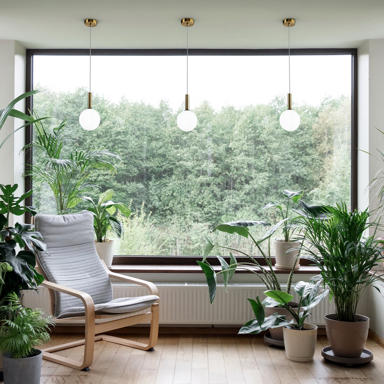 Pojedyncza Wisząca lampa Złota 1xG9 Szklany Klosz Kula Do Salonu Sypialni - LAITICA