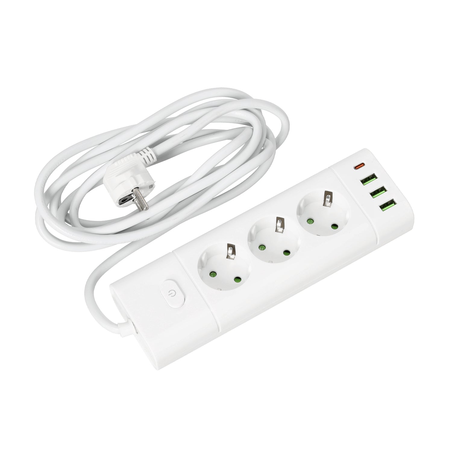 Przedłużacz 3 gniazda 230V z USB i USB - C 3250W 16A z wyłącznikiem biały - LAITICA