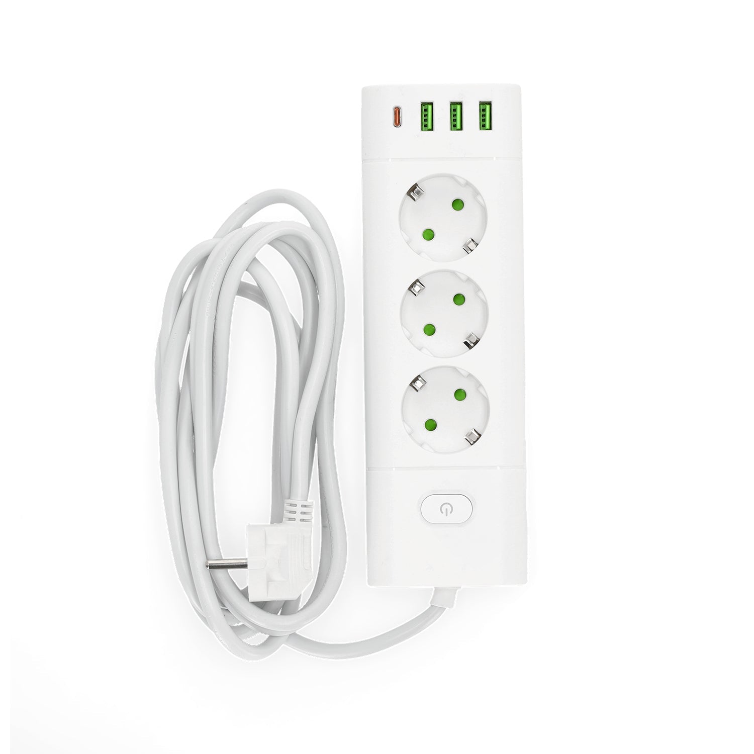 Przedłużacz 3 gniazda 230V z USB i USB - C 3250W 16A z wyłącznikiem biały - LAITICA
