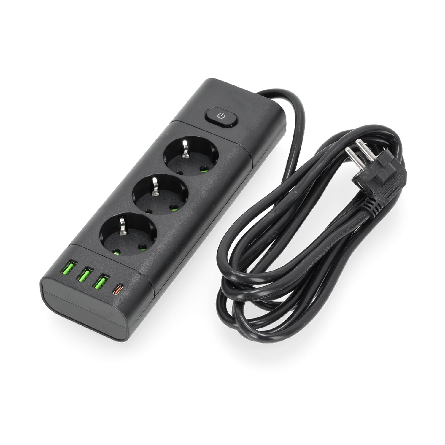 Przedłużacz 3 gniazda 3m 230V z USB i USB - C 3250W 16A z wyłącznikiem czarny - LAITICA
