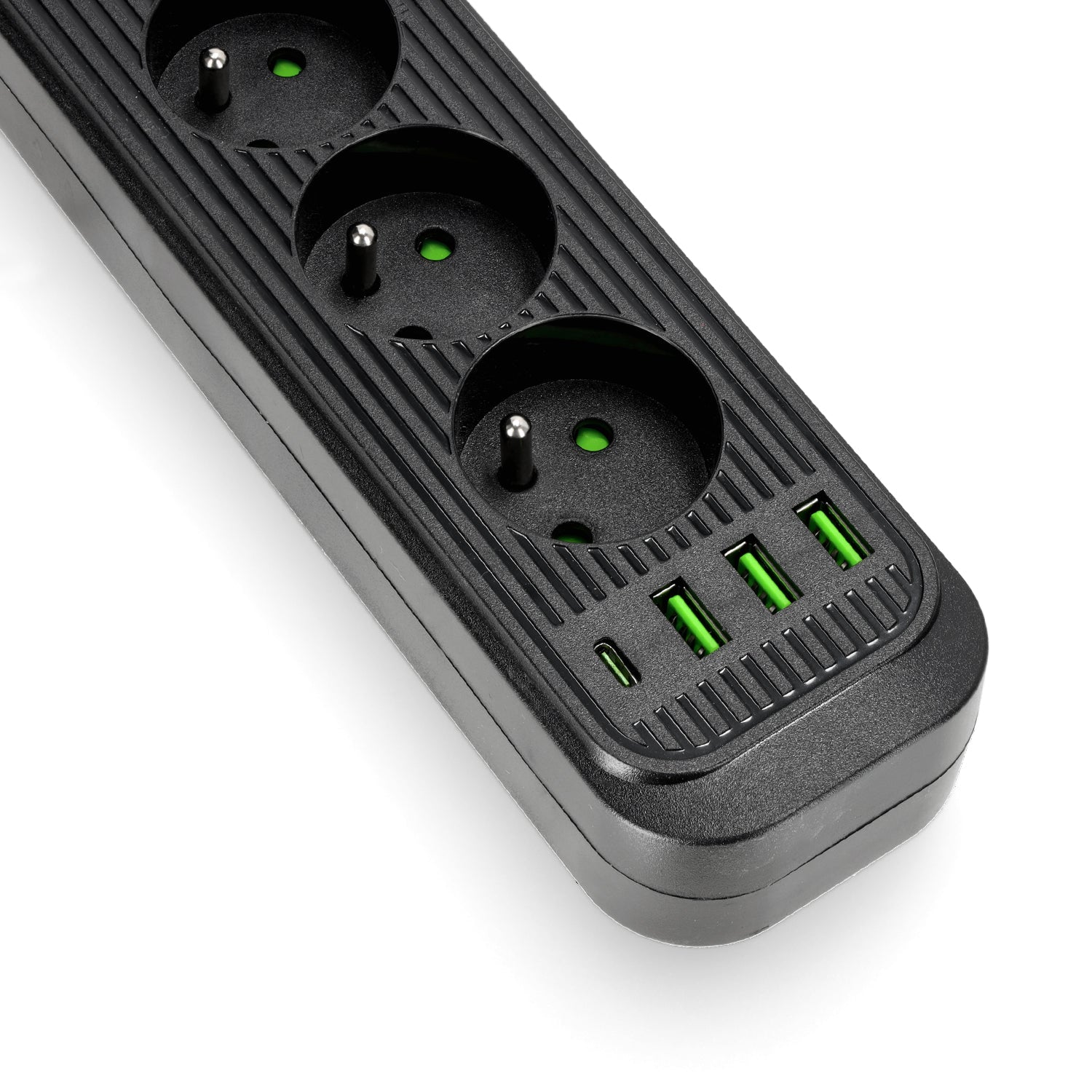 Przedłużacz 4 gniazda 1,5m LISTWA ZASILAJĄCA czarny + 4x USB Z WŁĄCZNIKIEM - LAITICA