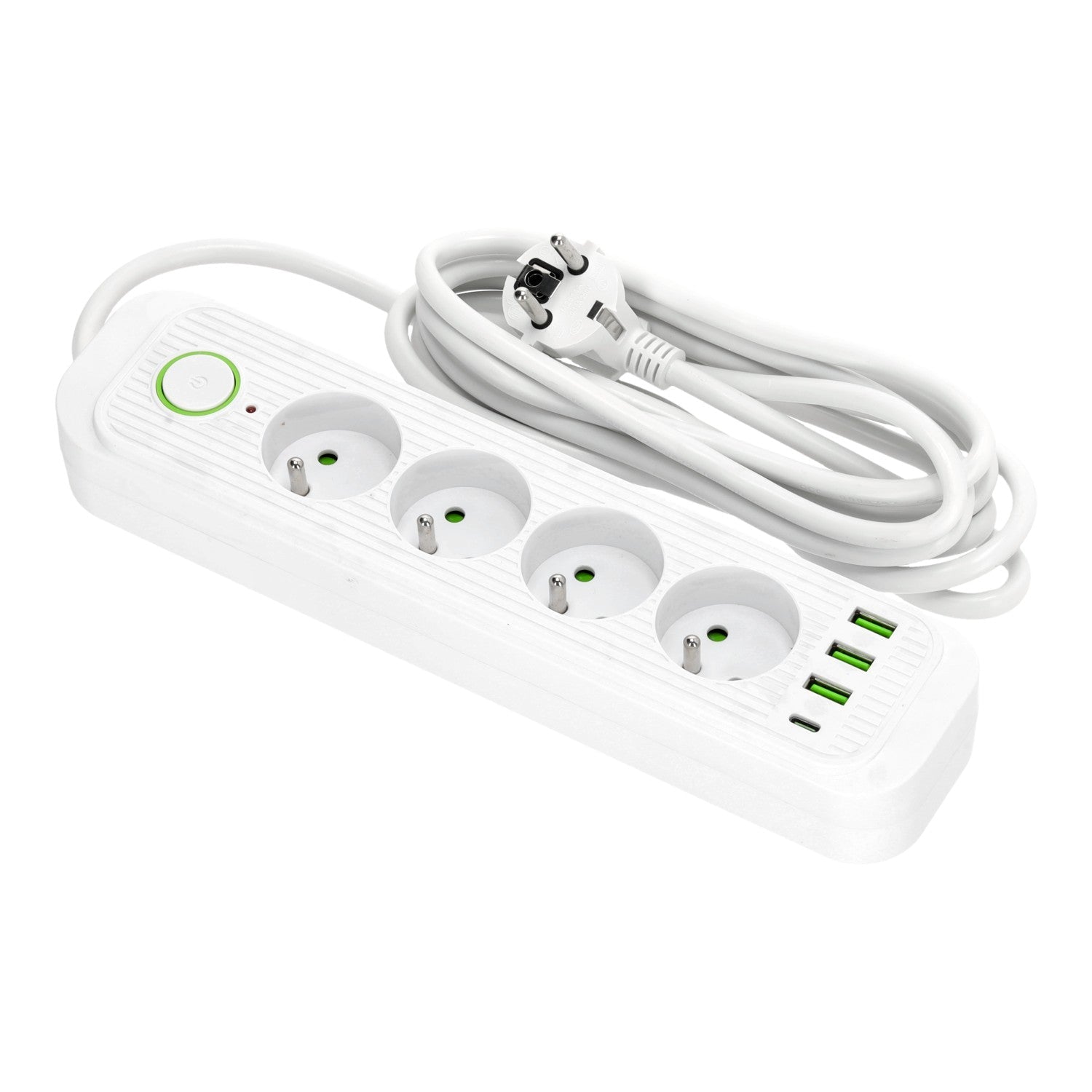 Przedłużacz 4 gniazda 3m LISTWA ZASILAJĄCA biały + 4x USB Z WŁĄCZNIKIEM - LAITICA