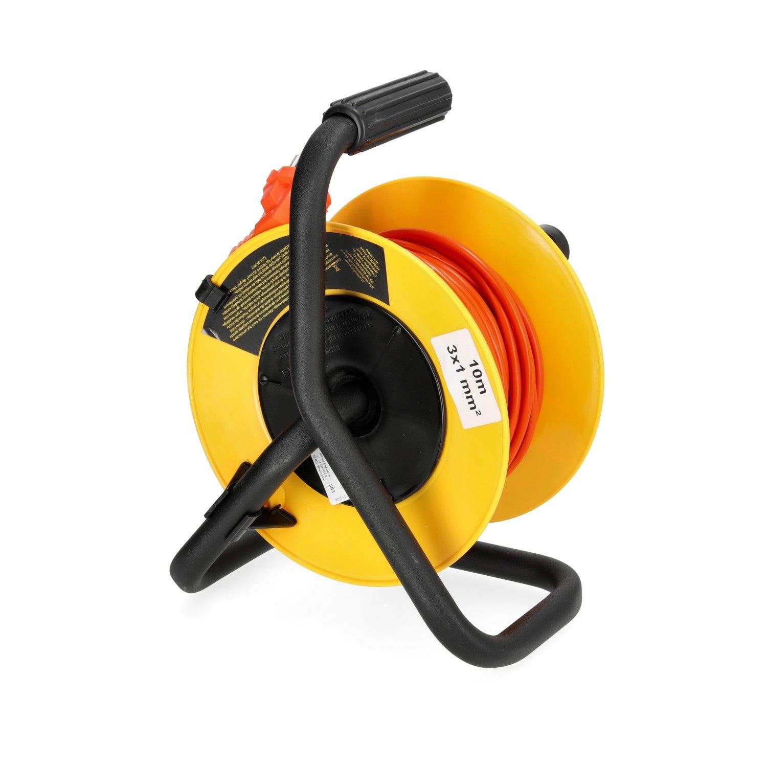 Przedłużacz bębnowy ogrodowy 10m 4 gniazda 3x1mm zwijany Z UCHWYTEM PVC - LAITICA