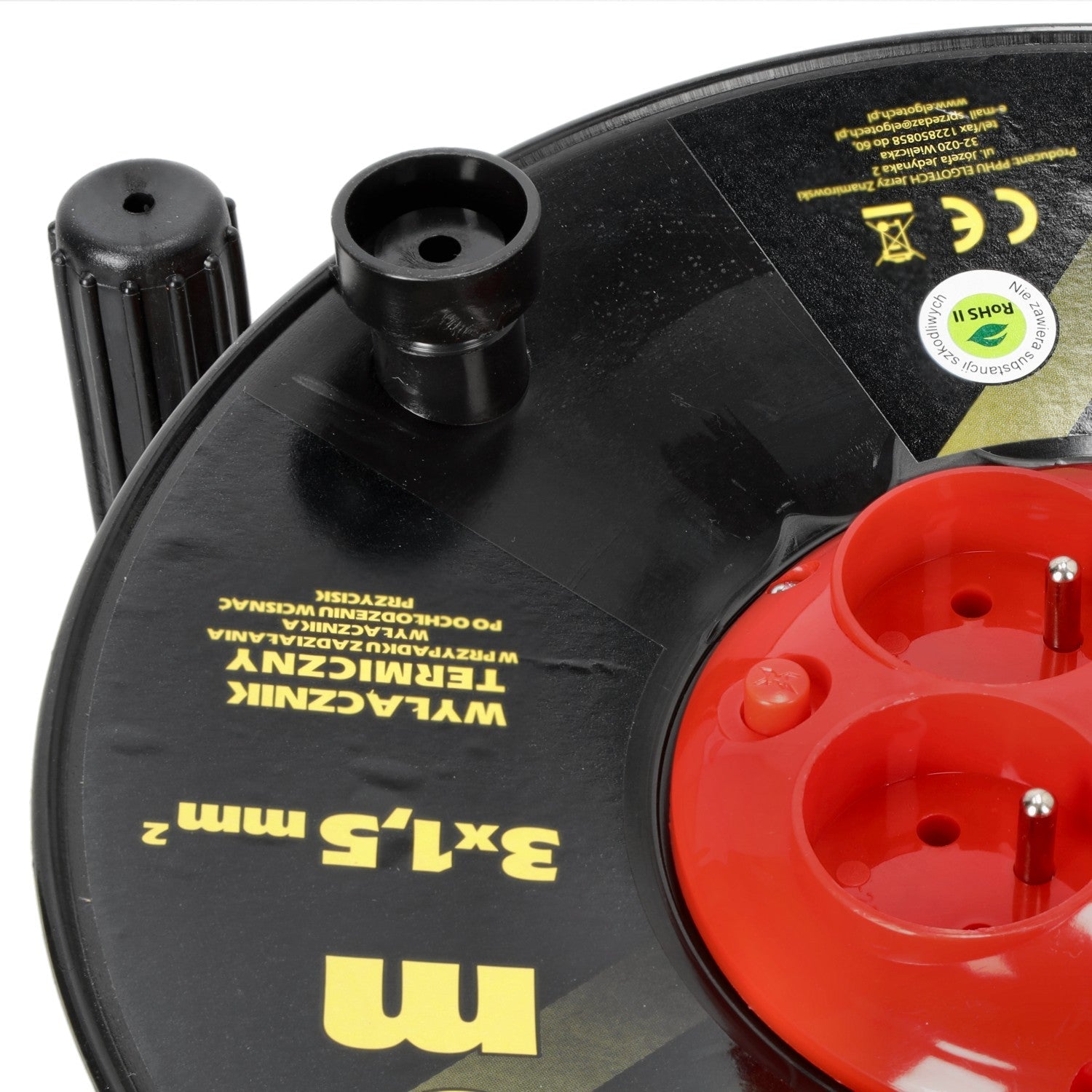 Przedłużacz bębnowy ogrodowy 25m 4 gniazda 3x1,5mm zwijany Z UCHWYTEM - LAITICA