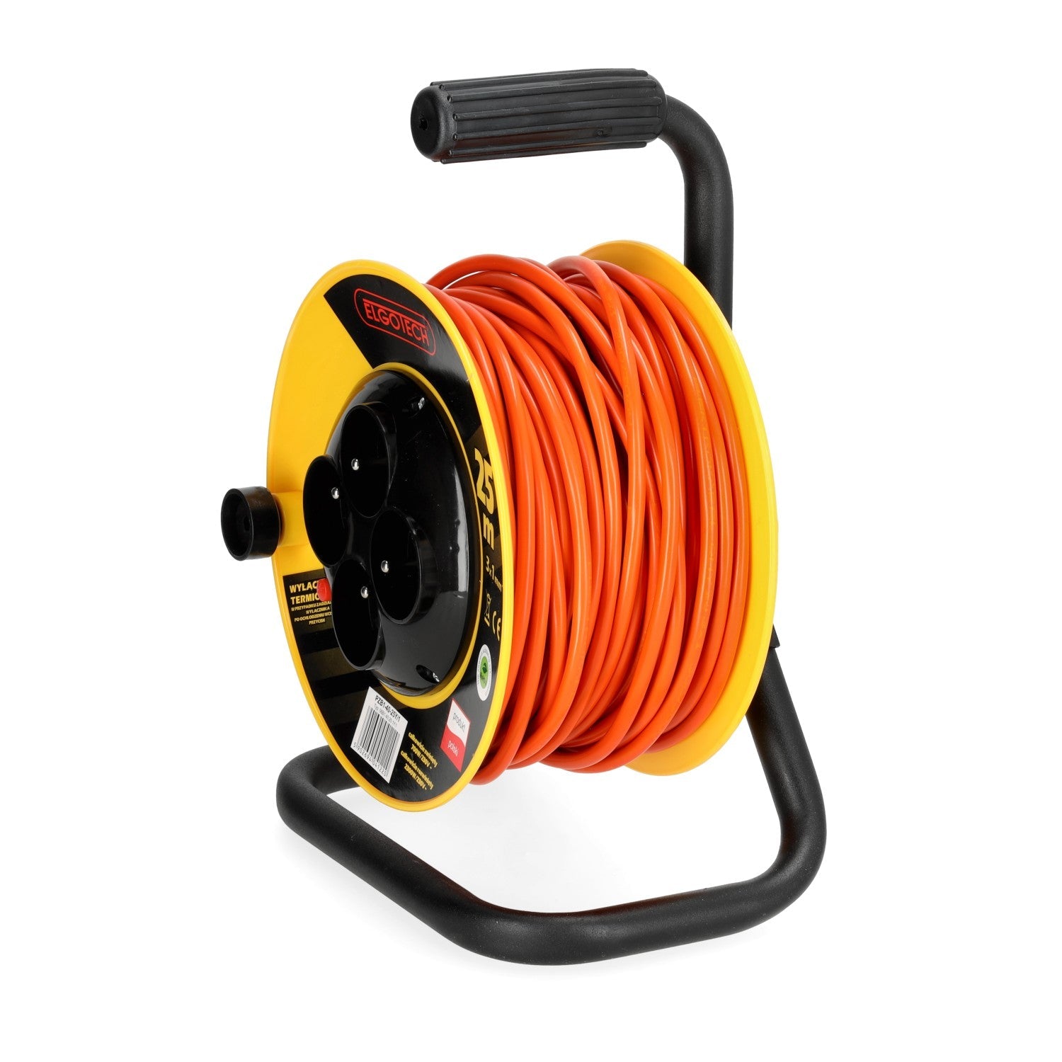 Przedłużacz bębnowy ogrodowy 25m 4 gniazda 3x1mm zwijany Z UCHWYTEM PVC - LAITICA