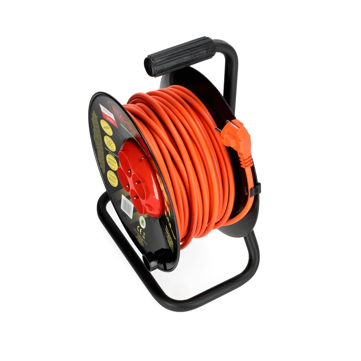 Przedłużacz bębnowy ogrodowy 40m 4 gniazda 3x1,5mm zwijany Z UCHWYTEM - LAITICA