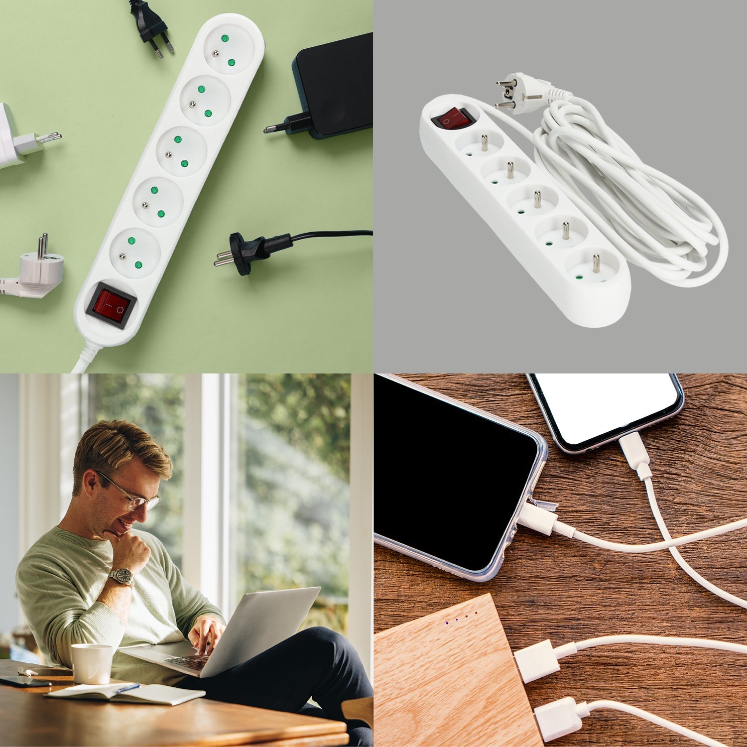 Przedłużacz LARGO 5 - gniazd długość 5 metrów z uziemieniem i wyłącznikiem - LAITICA