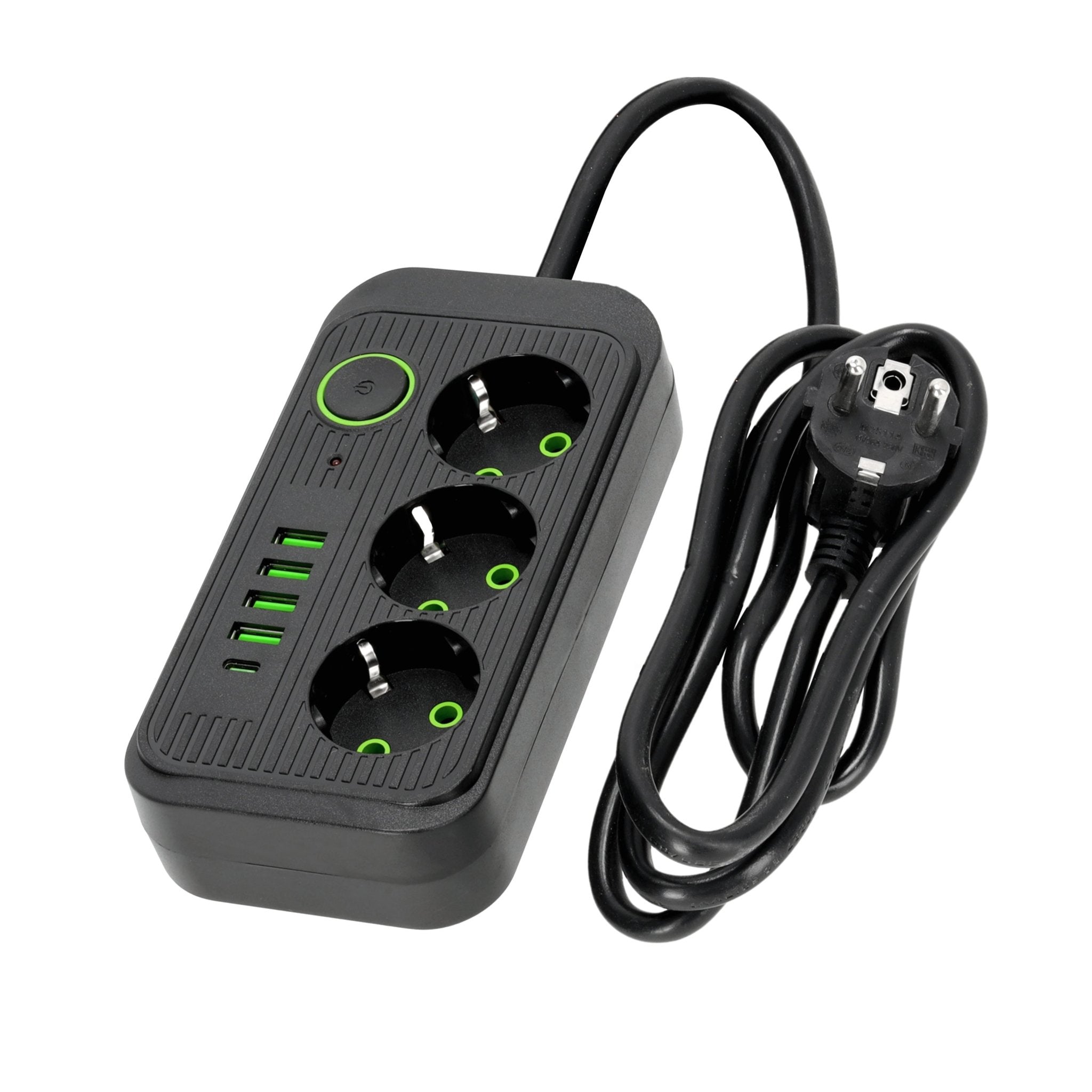 Przedłużacz Listwa Zasilająca 1,5m 3gn + 4x USB - A + USB - C Wyłącznik Czarny - LAITICA