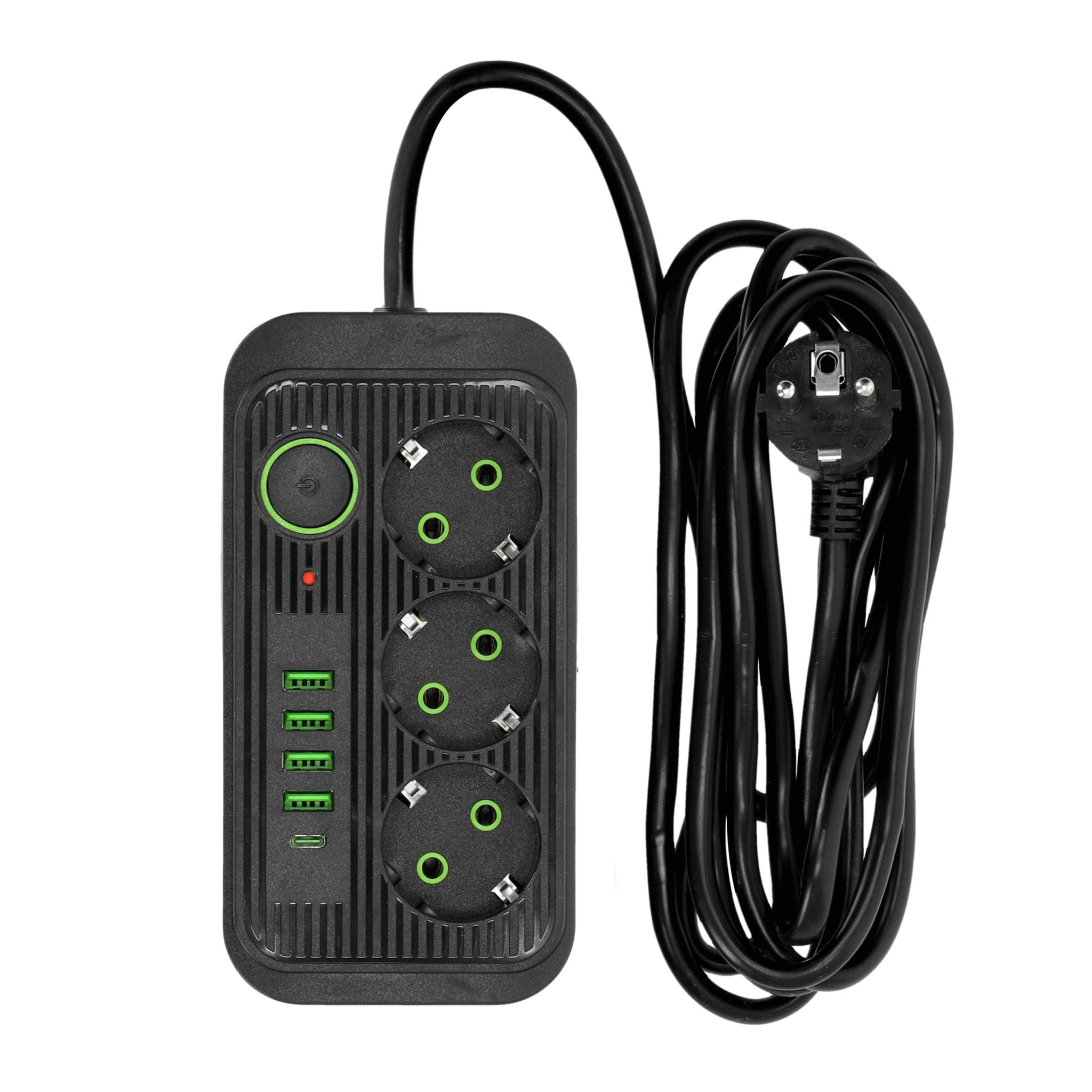 Przedłużacz Listwa Zasilająca 3m 3gn + 4x USB - A + USB - C Wyłącznik Czarny - LAITICA