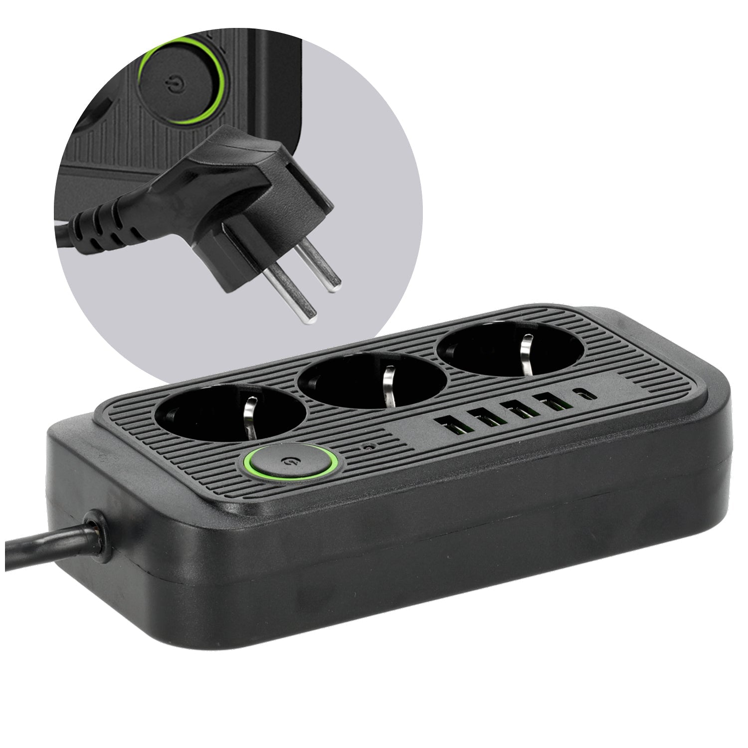 Przedłużacz Listwa Zasilająca 5m 3gn + 4x USB - A + USB - C Wyłącznik Czarny - LAITICA