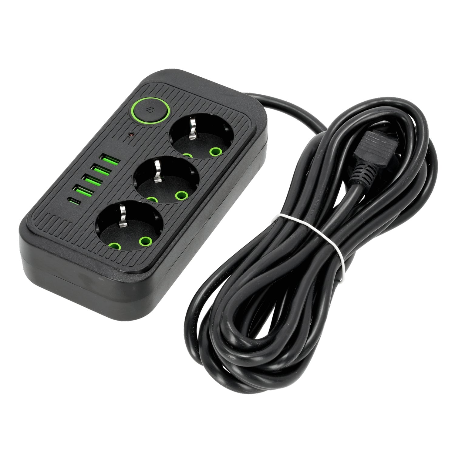 Przedłużacz Listwa Zasilająca 5m 3gn + 4x USB - A + USB - C Wyłącznik Czarny - LAITICA