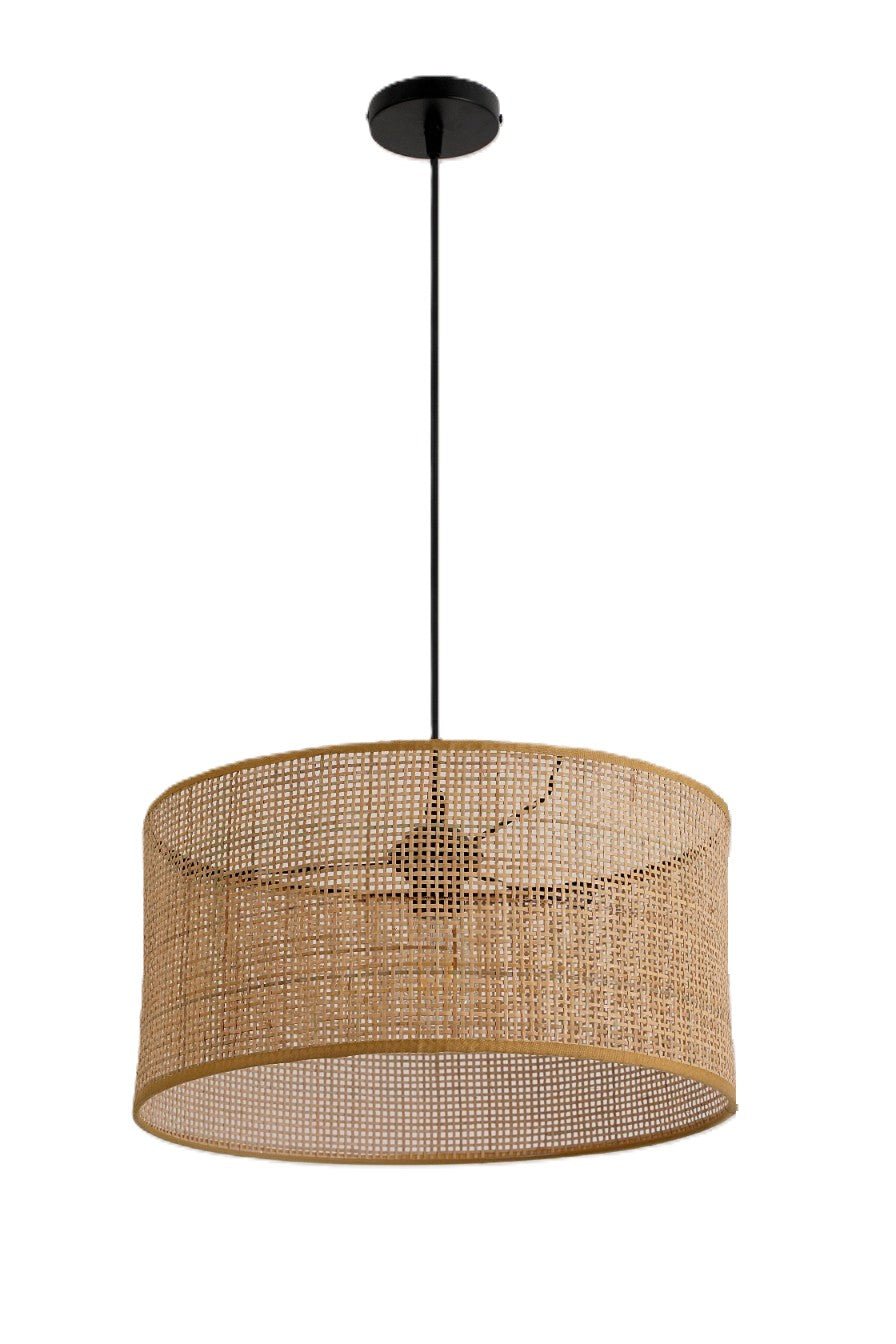 Rattanowa Lampa Wisząca RENNI N sufitowa Naturalna Abażur 40cm STYL BOHO - LAITICA