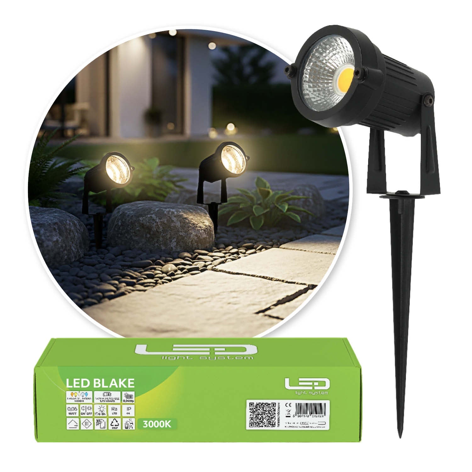 Reflektor LED do Ogrodu 5W 3000K IP65 Lampa Ogrodowa Zewnętrzna - LAITICA