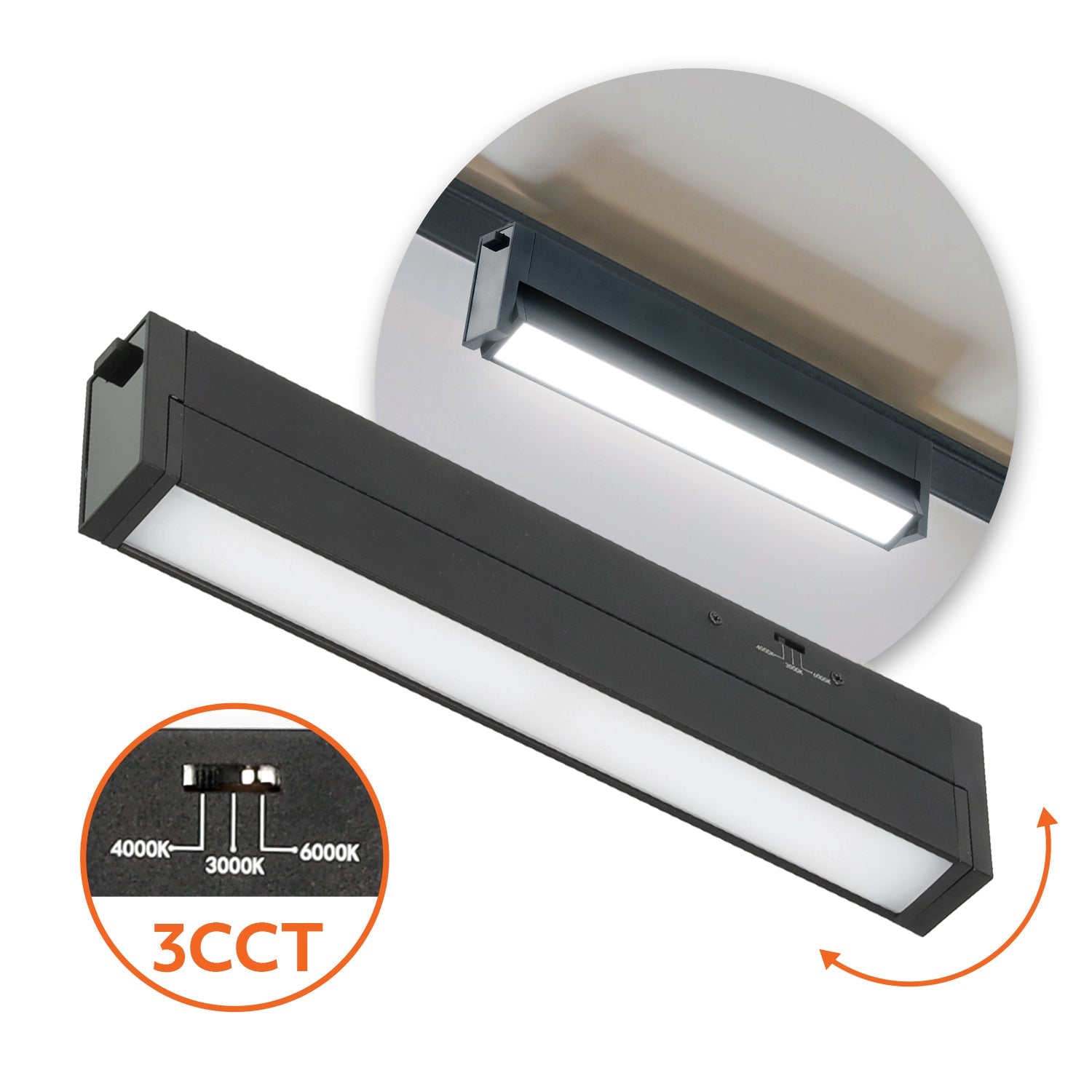 Reflektor magnetyczny LED 10W 3CCT do szyny magnetycznej natynkowej – czarny - LAITICA