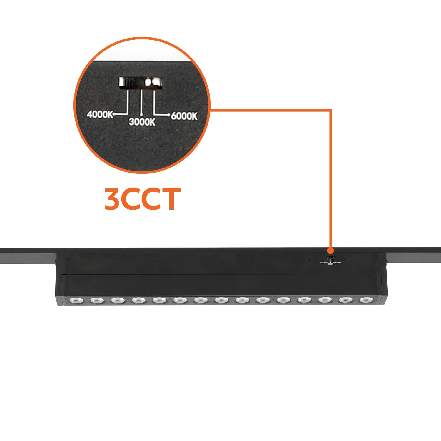 Reflektor magnetyczny LED 15W 3CCT do szyny magnetycznej natynkowej – czarny - LAITICA